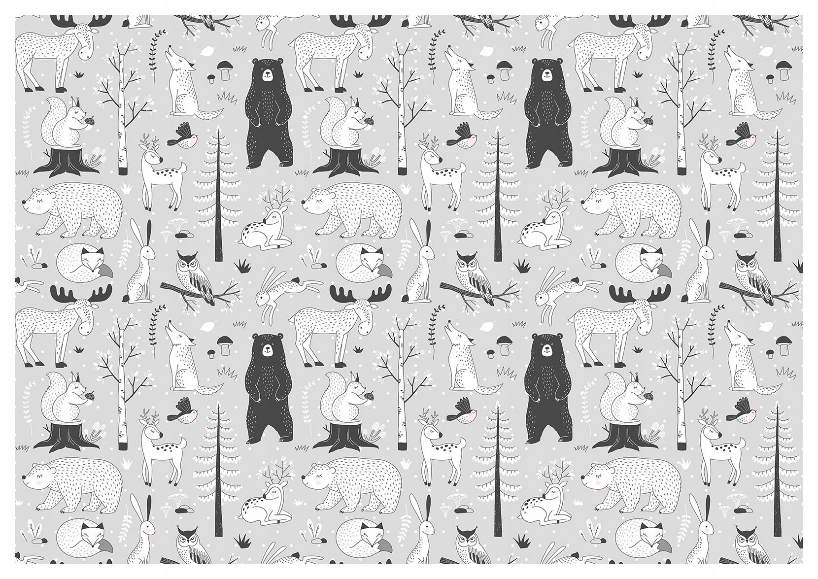 Fototapeta vlies Lesné zvieratá sivá a nočný mesiac 416x290 lepidlo