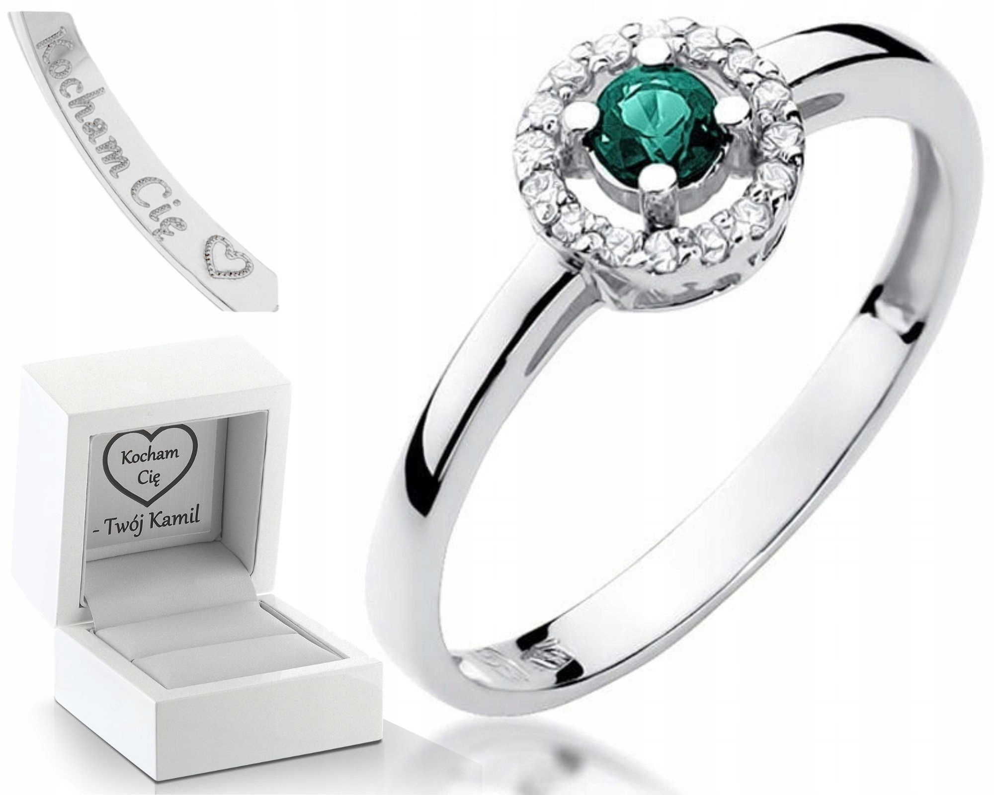 Prstýnek S Brilianty A Smaragdem Gravírování Zdarma