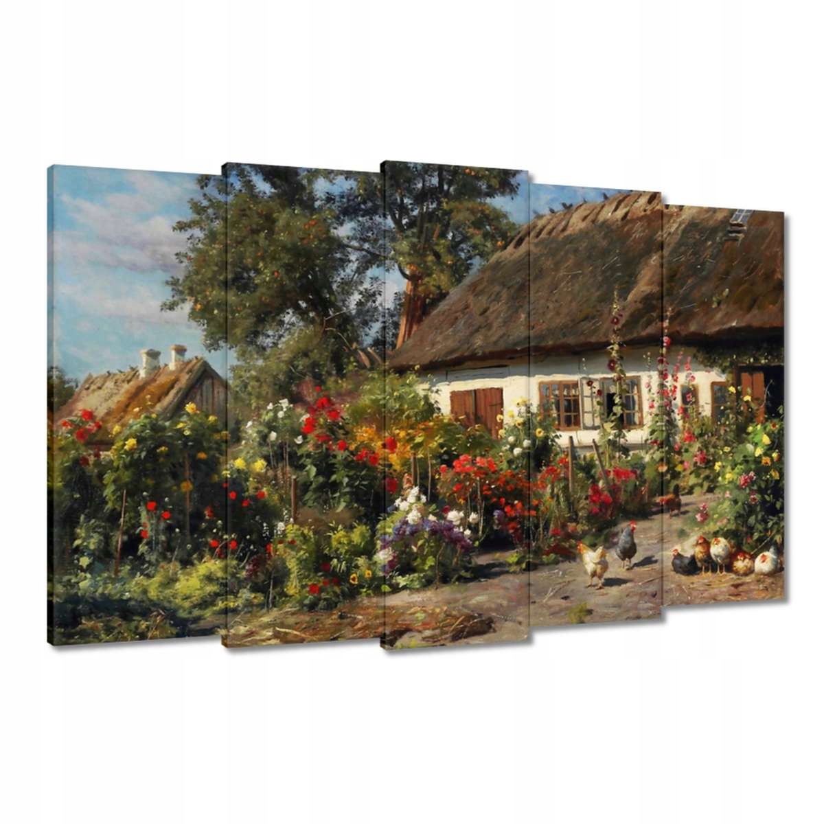 Obrazy 150x95 Venkovský dům s květinami