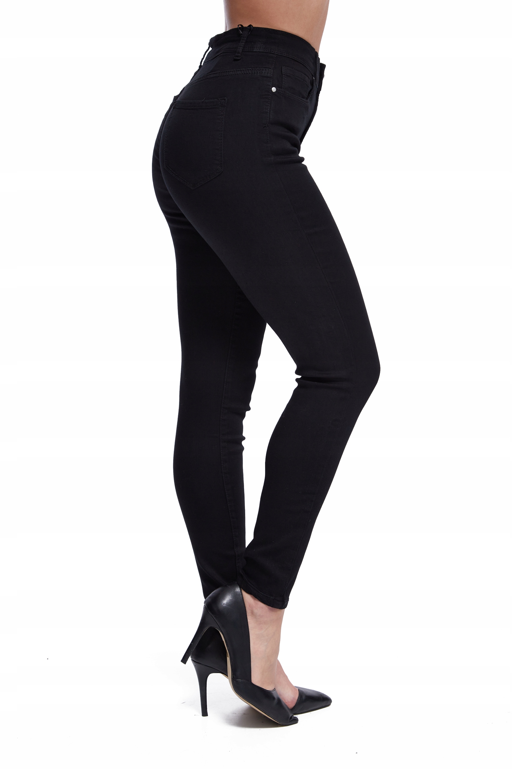 KLASYCZNE JEANSY DAMSKIE WYSOKI STAN CZARNE _XS/34 Rozmiar 34