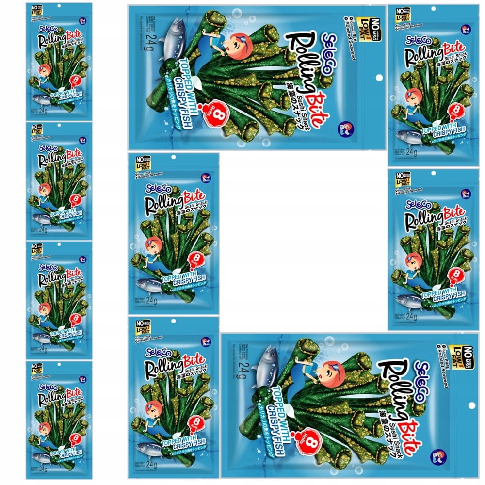 10 x Křupavé řasy Snacky z řas Algi Nori Roll Rybí rybí snack 24 g
