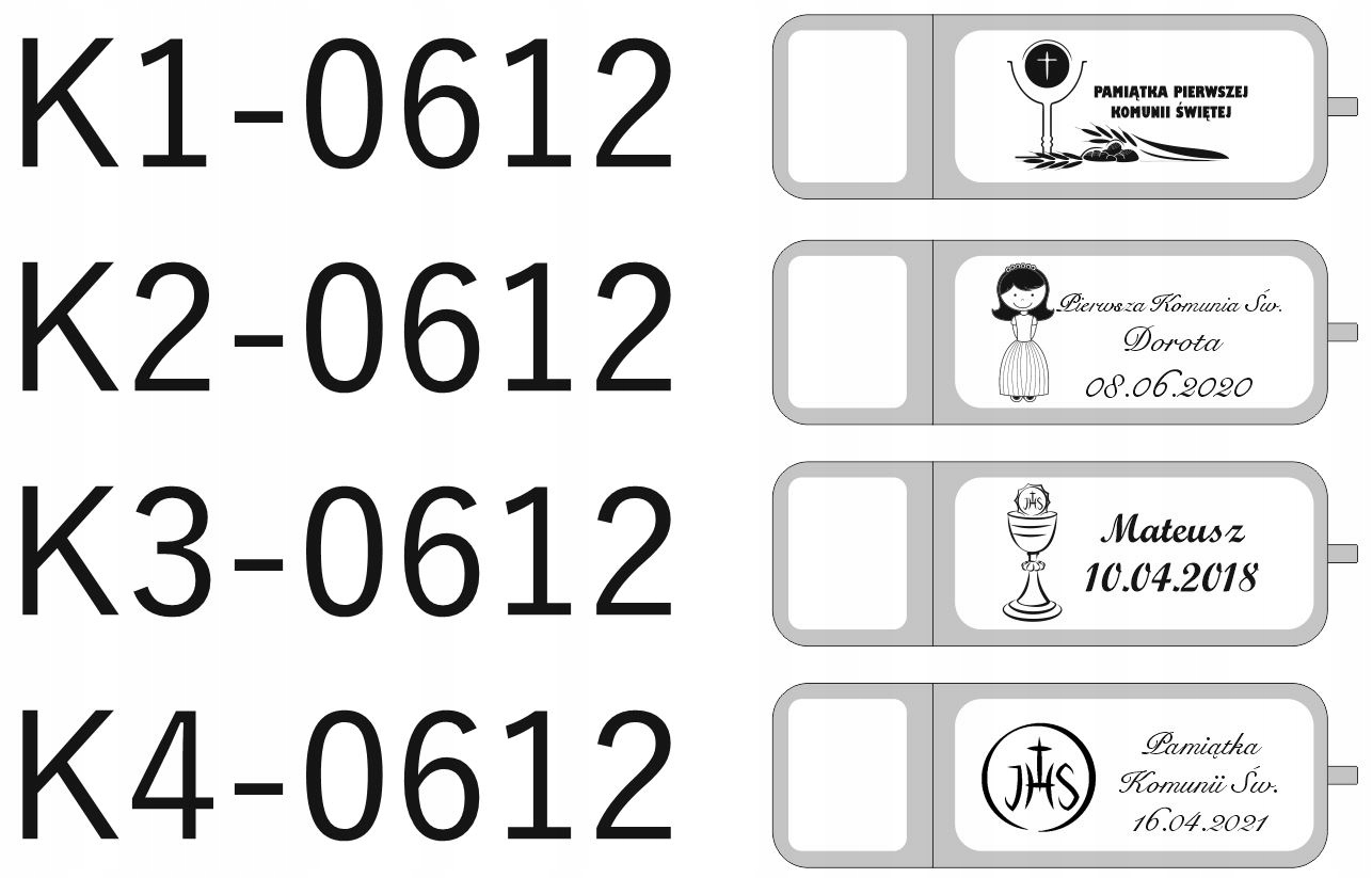 pendrive USB 32 GB pamiątka I Komunia Św. GRAWER Marka MemoRabbit