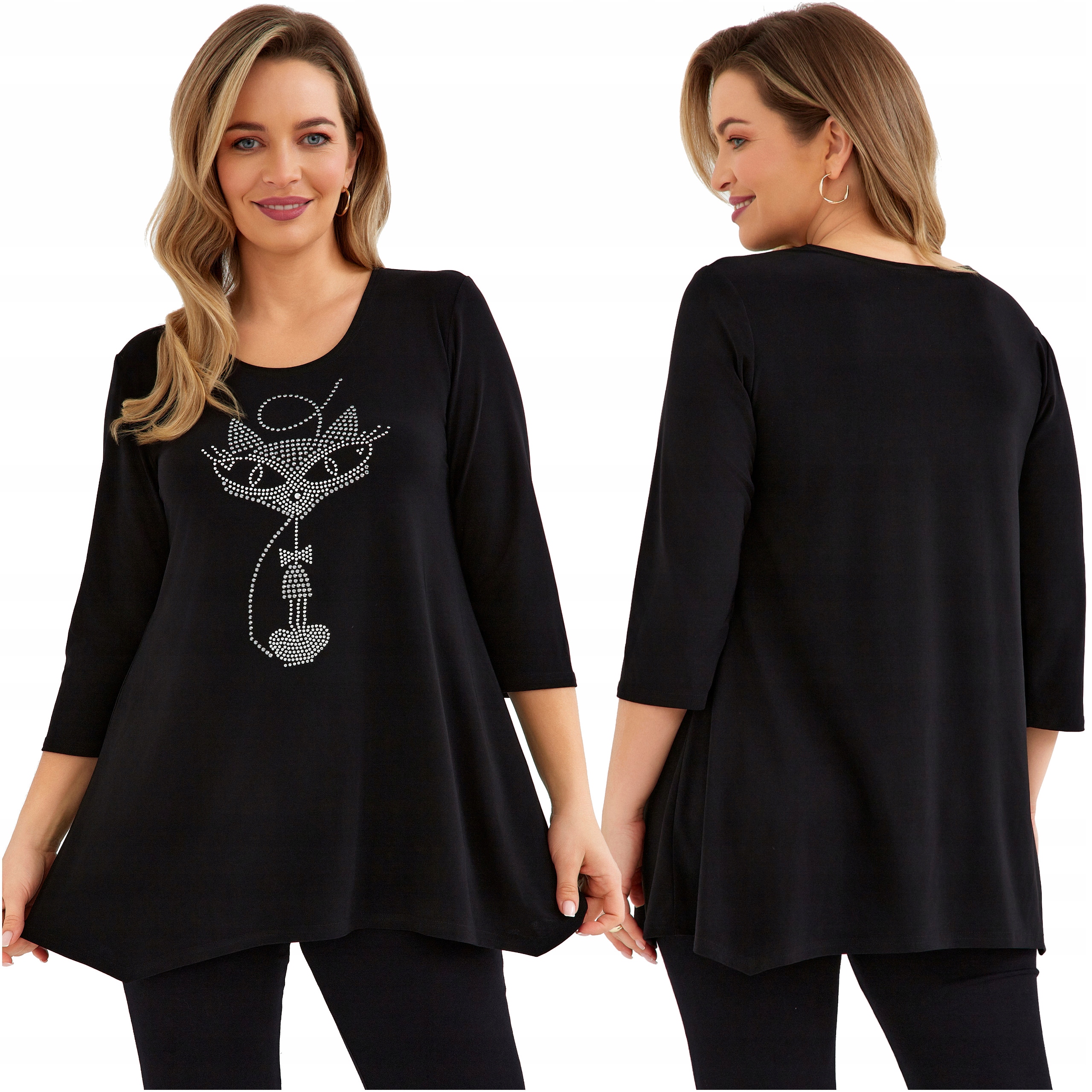 Dámská tunika Velké velikosti Volná Dlouhá Plus Size Polský Výrobce Mikina