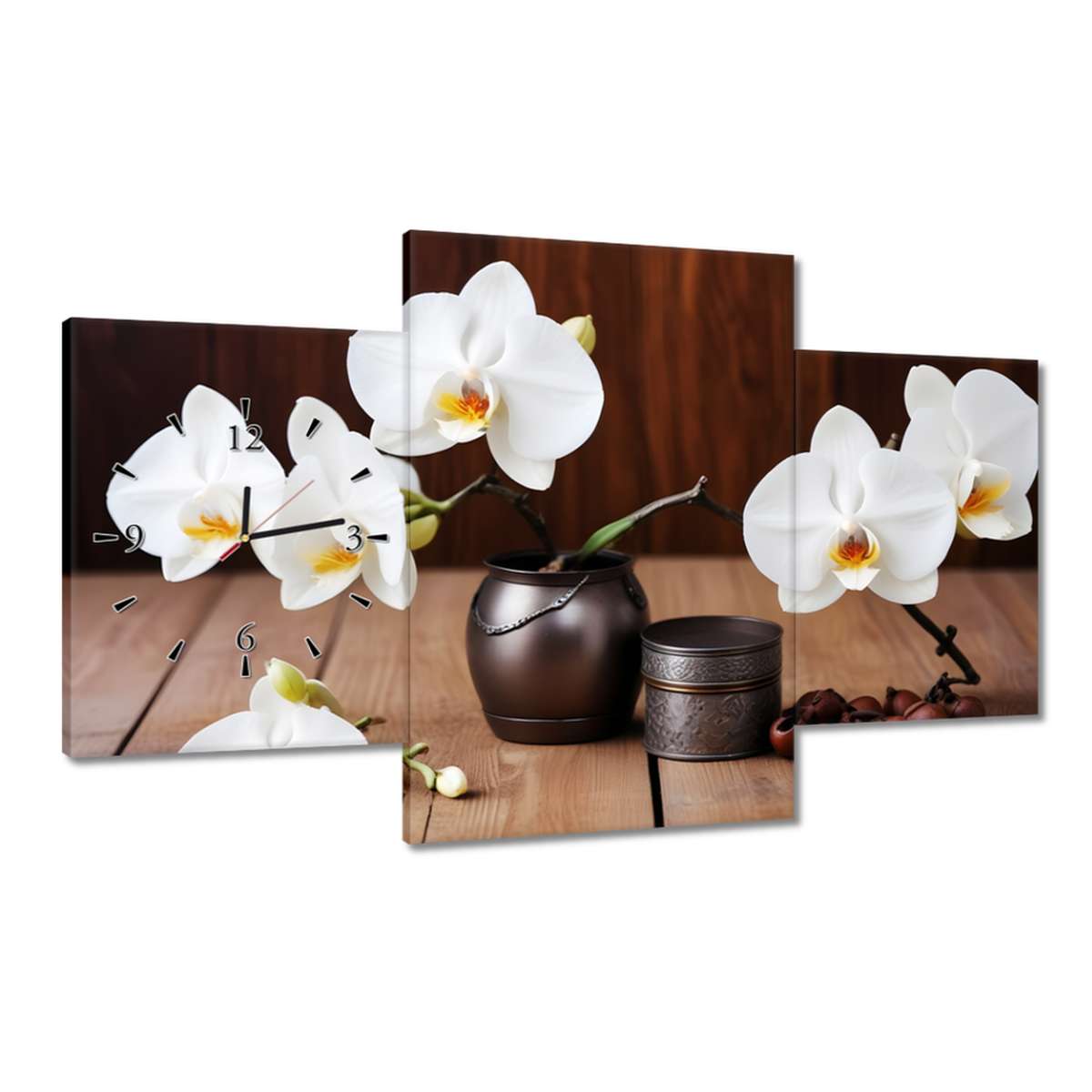 Hodiny 100x60 Bílé orchideje