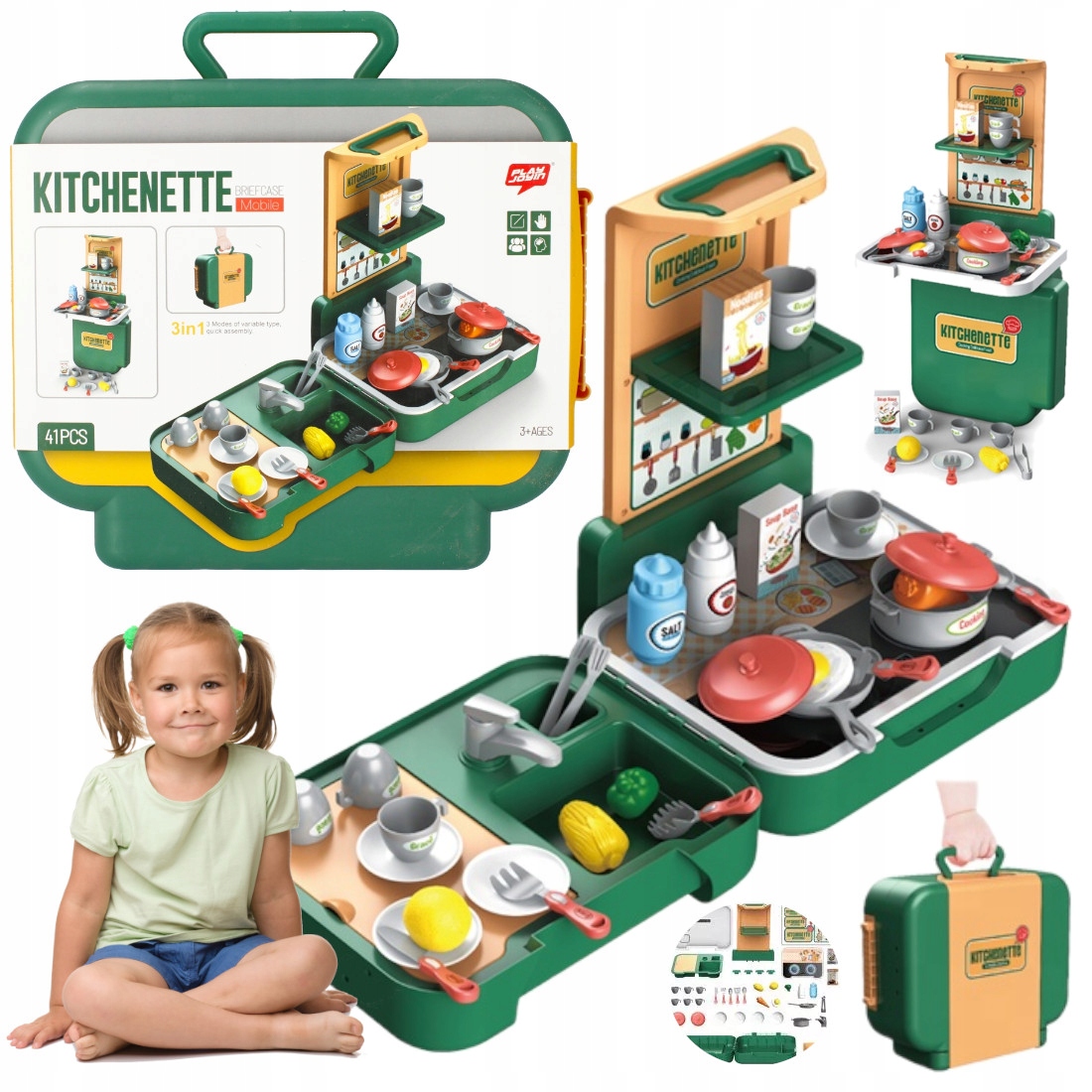 

Kuchnia Dla Dzieci Kuchenka Walizka 3W1 Zestaw x41