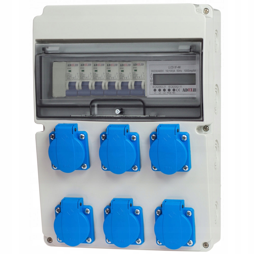Rozvaděč Rsw IP54 3FÁZOVÁ Zásuvka 6X16A Měřič LCD