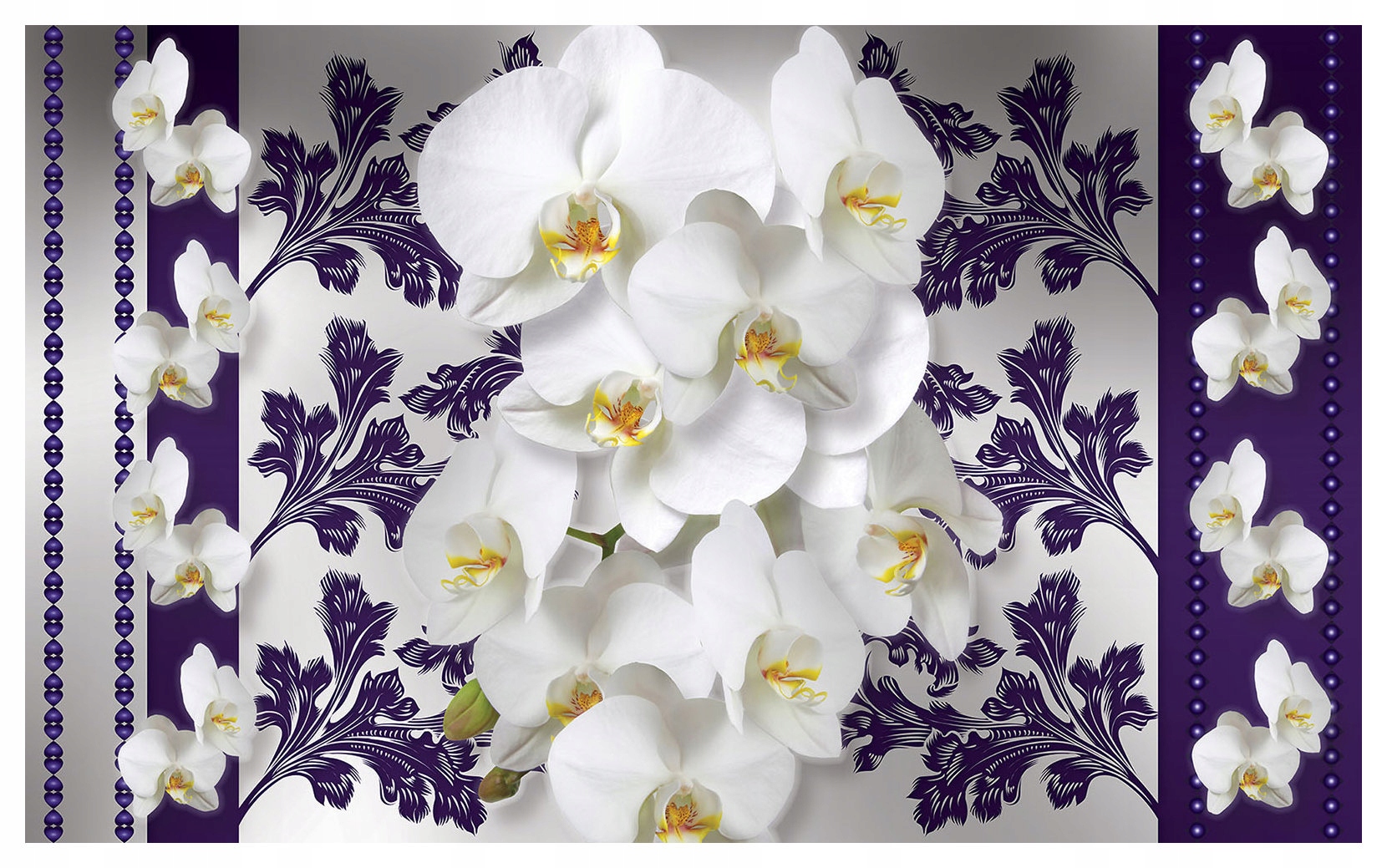 Fototapeta Orchideje bílé fialové květy elegance vzory 200x140 lepidlo