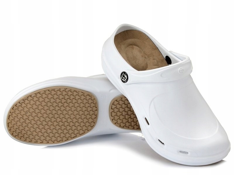 Klapki antypoślizgowe medyczne gastronomiczne chodaki białe Fitclog r. 38