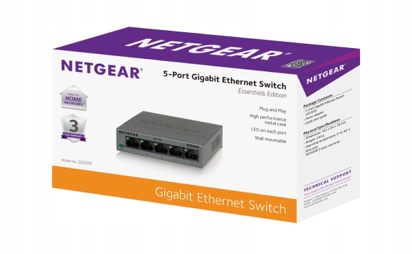 Switch Netgear GS305-300PES 5PORTOVÝ Nový