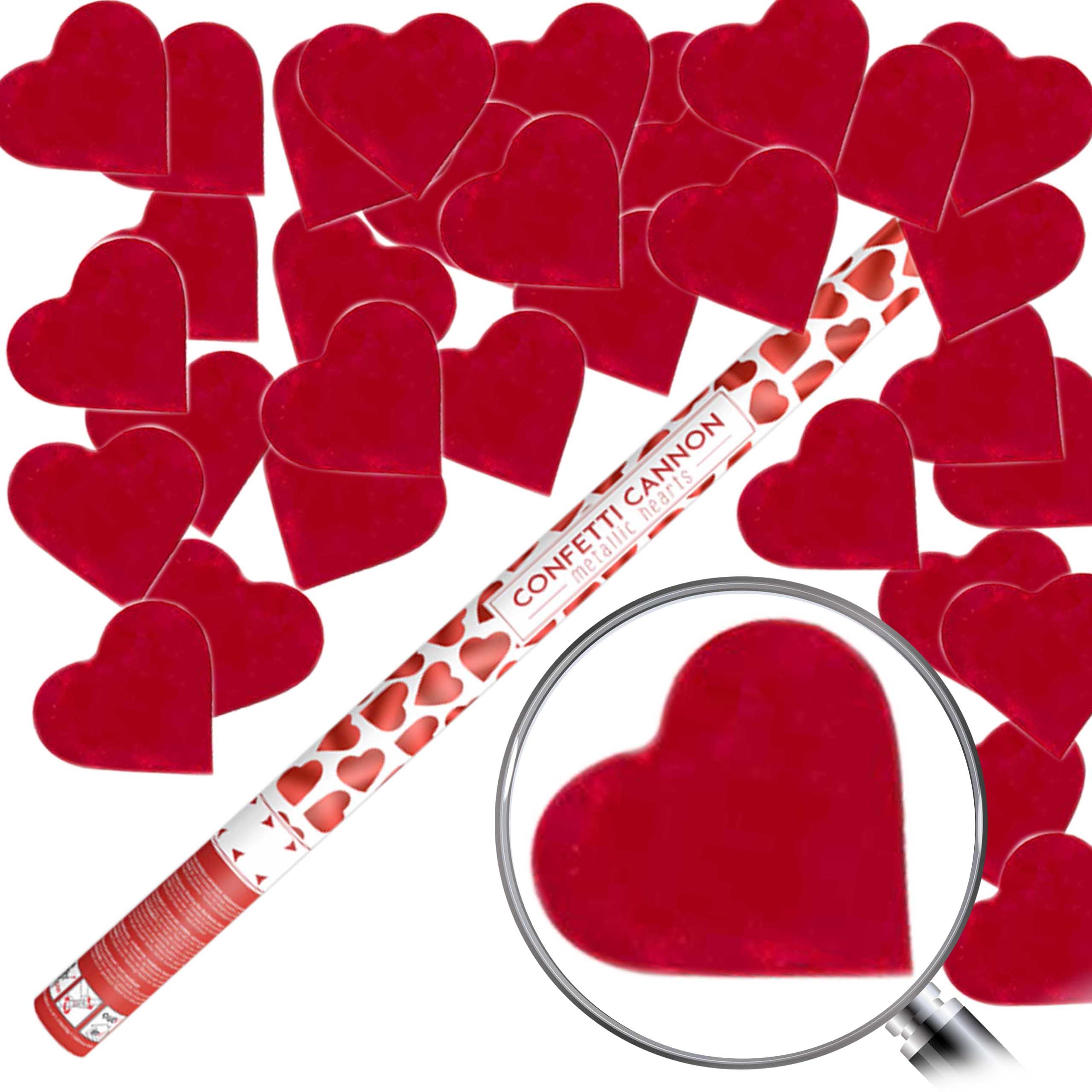 Tuby strzelające KONFETTI tuba 80cm SERCA CZERWONE SERDUSZKA ŚLUB ZARĘCZYNY