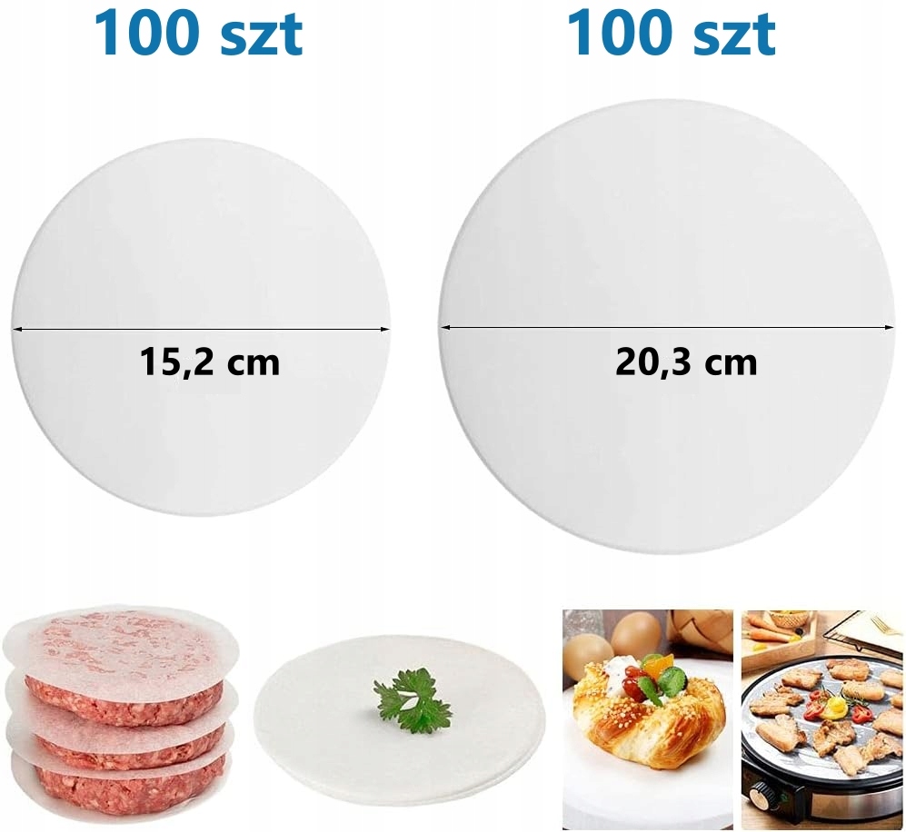 PAPIER DO PIECZENIA PERGAMINOWY BIAŁY 200ark 2rozm Kolor biały