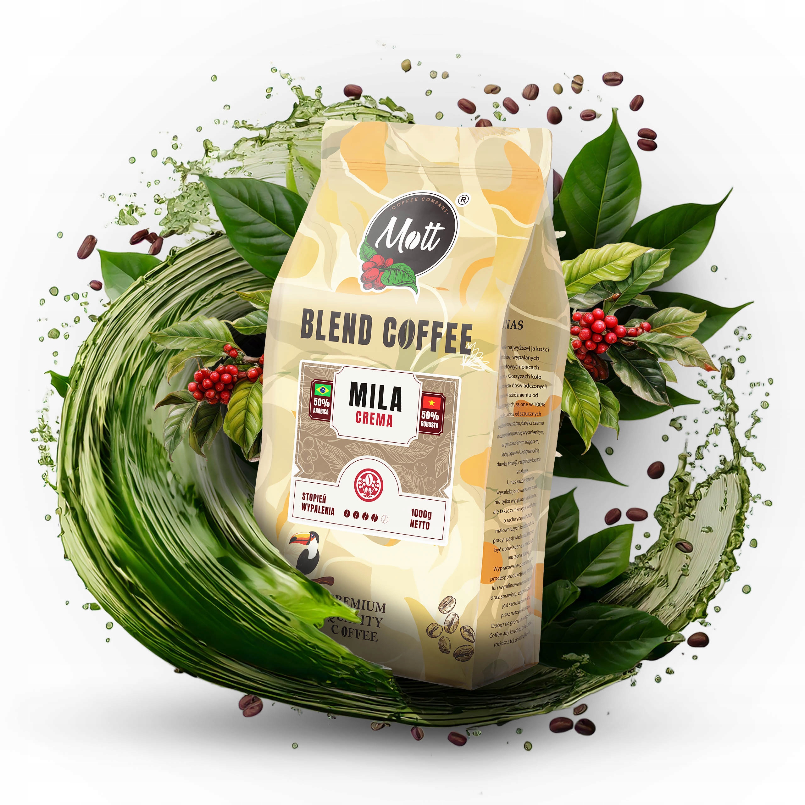 Levně Káva Zrnková 1 kg Mila Crema blend Brazílie pod kávovar Čerstvě pražená