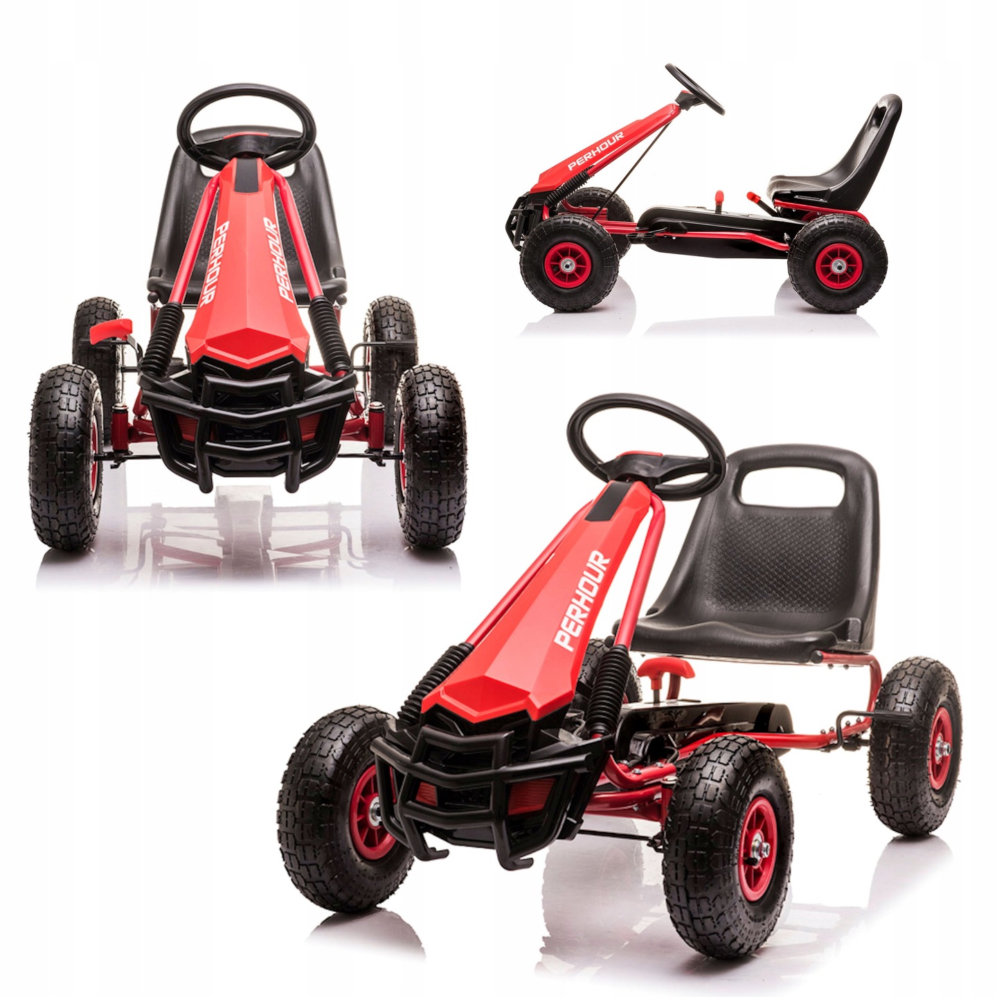 Gokart Na Pedały Dla Dzieci Czerowny Duże Koła Pompowane Hamulec Coil