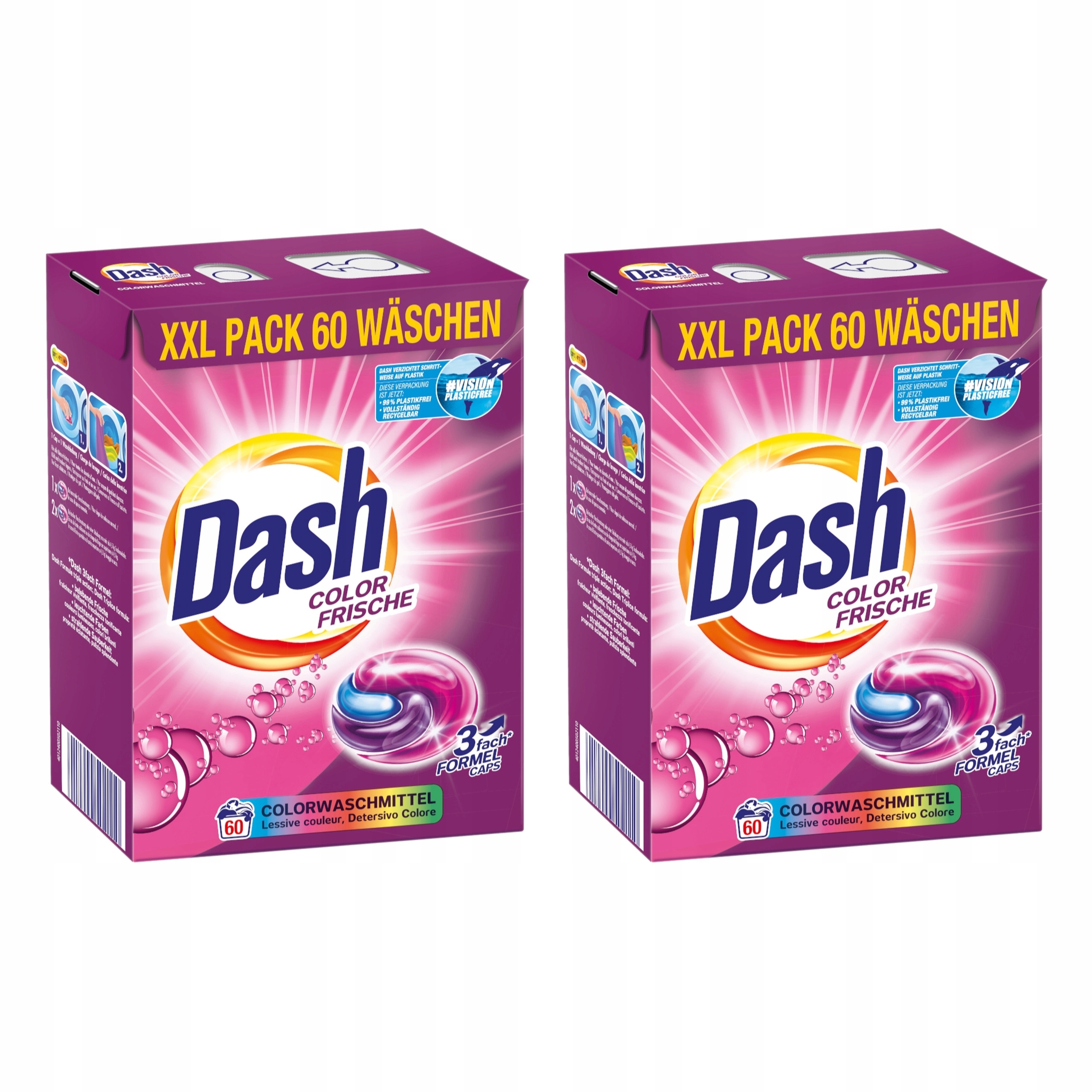 Levně 2x Kapsle na praní Dash Color Detergent 3v1 60 ks