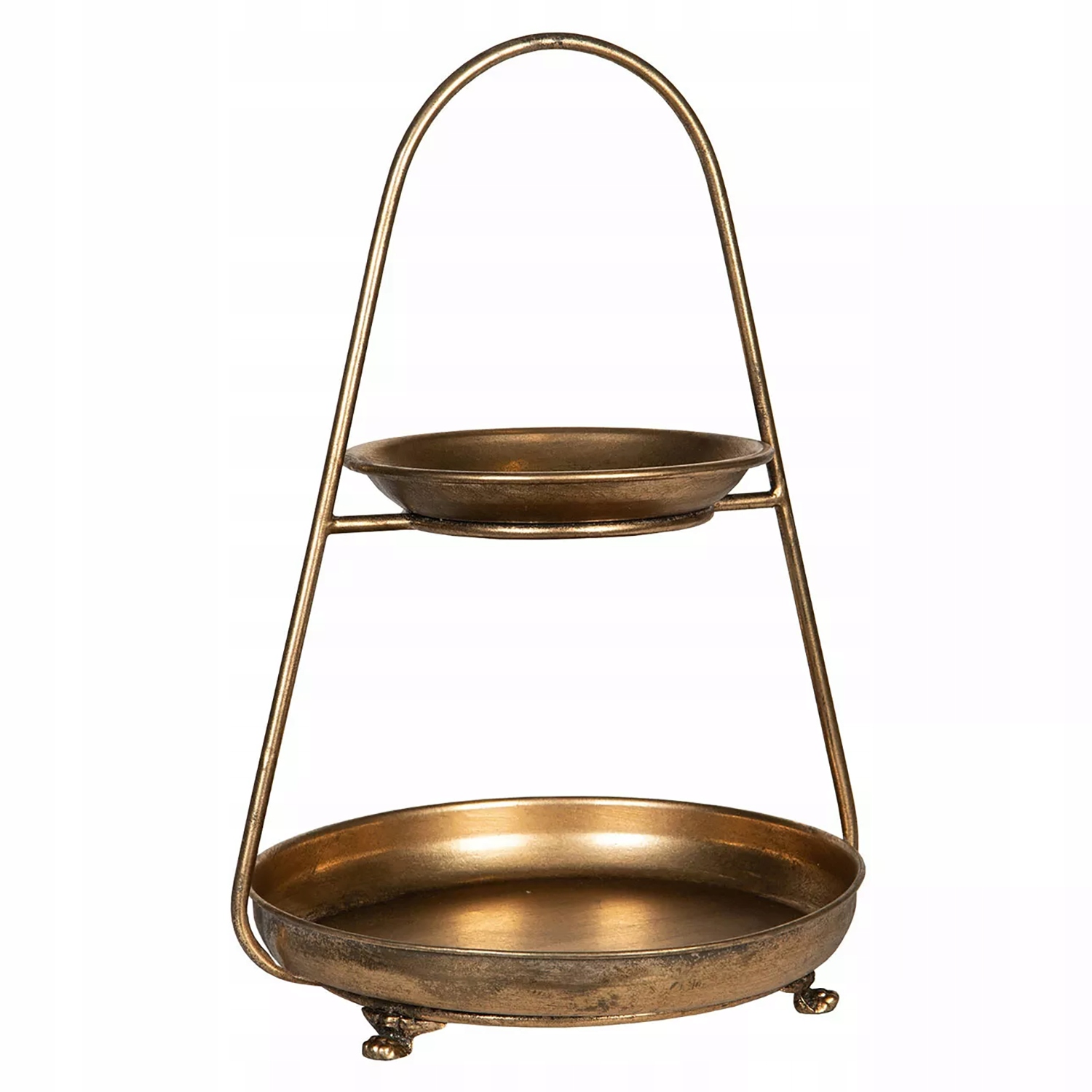 Podnos Zlatá Kovová 2 Úrovňová Etažérka staré zlato dvouúrovňový Stojan