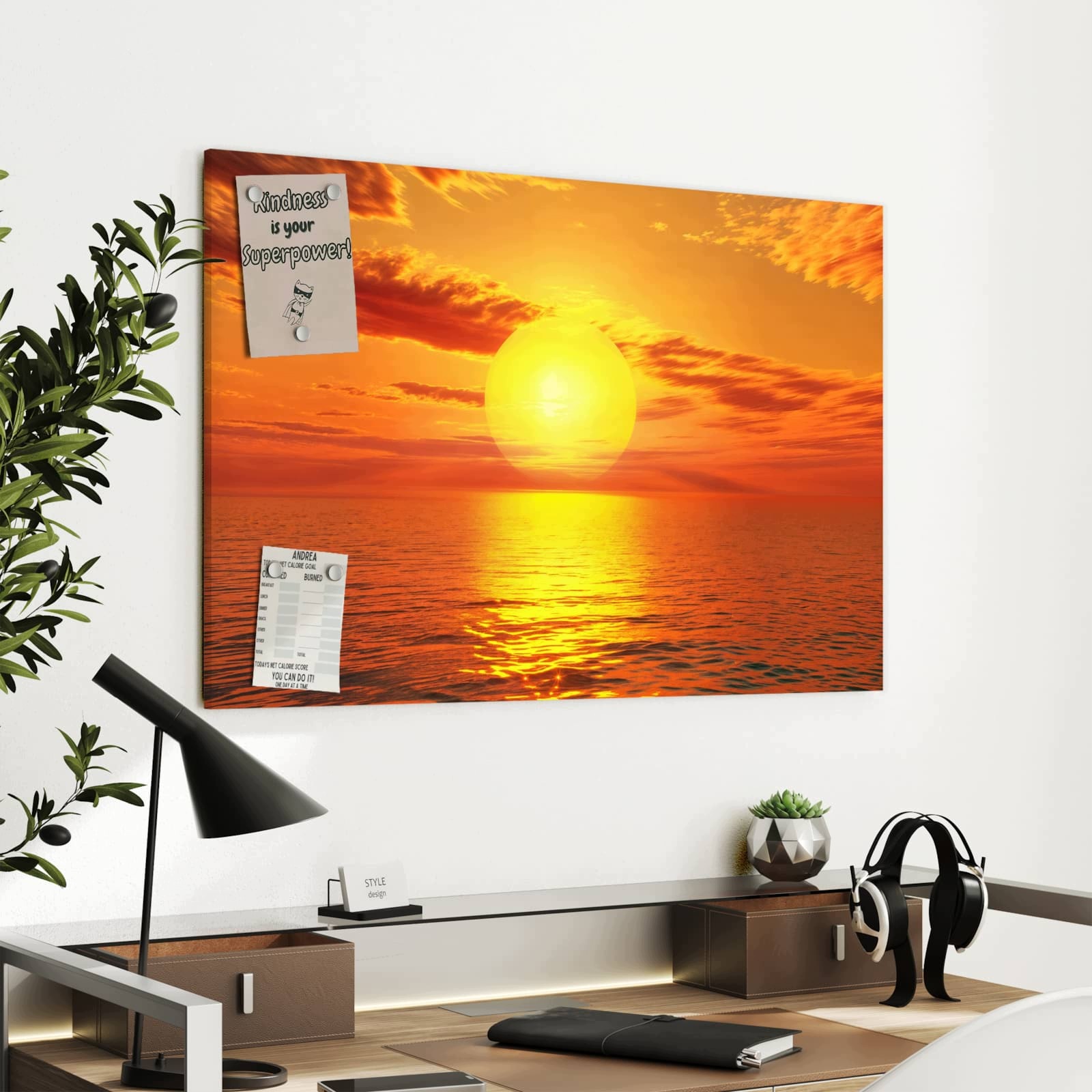 Magnetická tabule Západ slunce Moře 90 × 60 cm