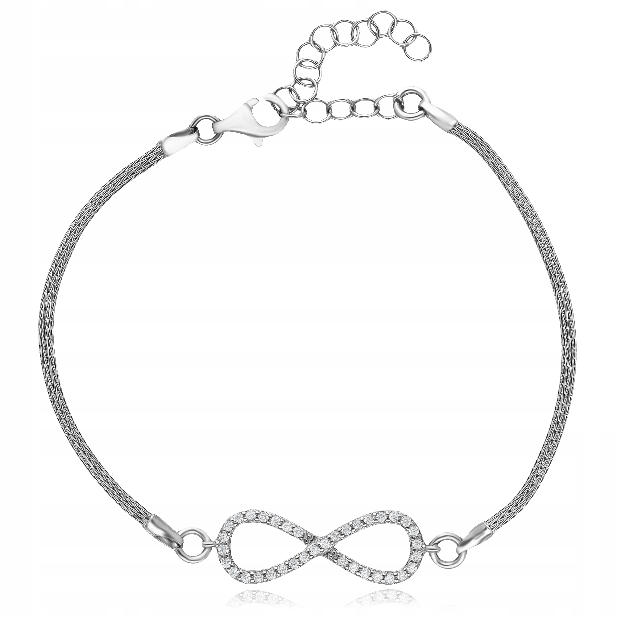 Stříbrný Rhodiovaný Náramek S Nekonečností