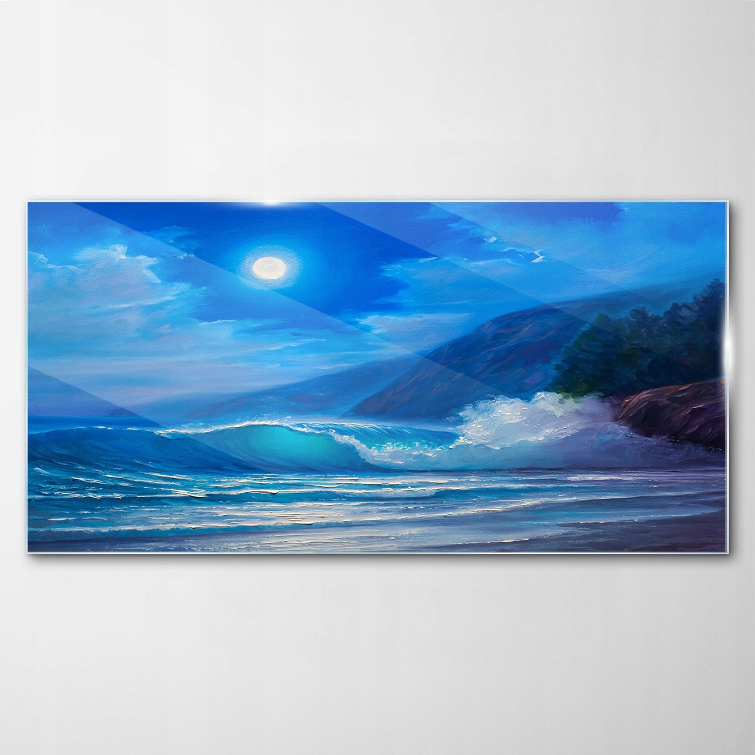 Obraz na skle Dekor Noc Búrka More Vlny 140x70