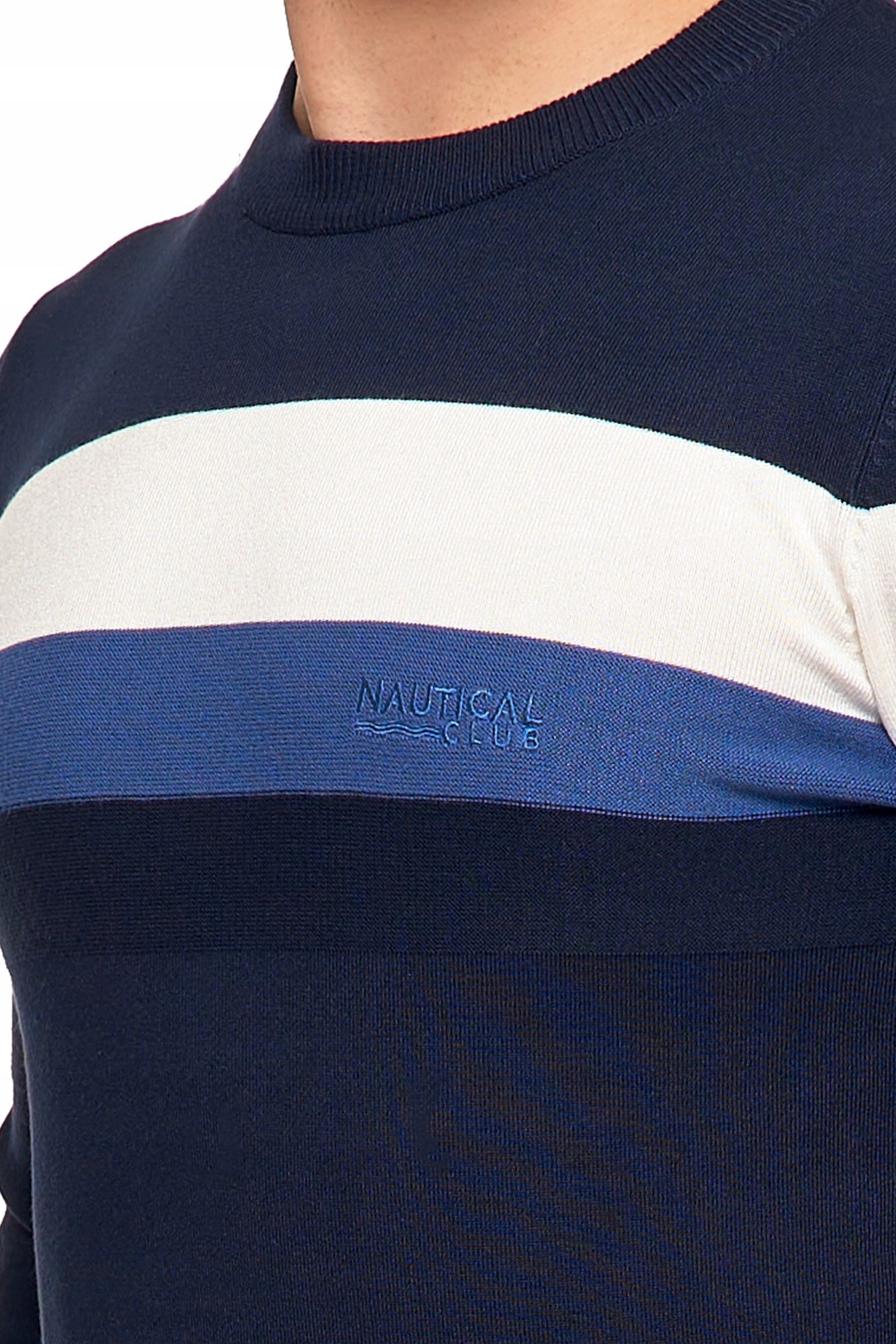 WISKOZOWY MĘSKI KLASYCZNY MIĘKKI SWETER MORAJ PASKI DŁUGI RĘKAW 2XL Dekolt okrągły