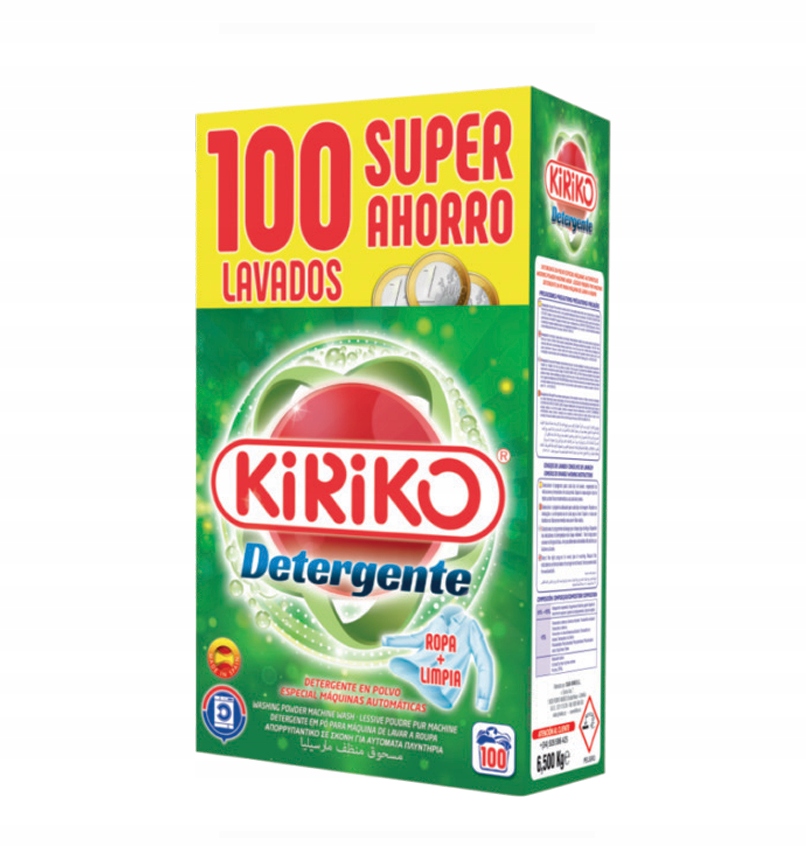 PROSZEK DO PRANIA UNIWERSALNY CZYSTA BIEL SKUTECZNY 6,5KG 100 prań KIRIKO EAN (GTIN) 8411878807189