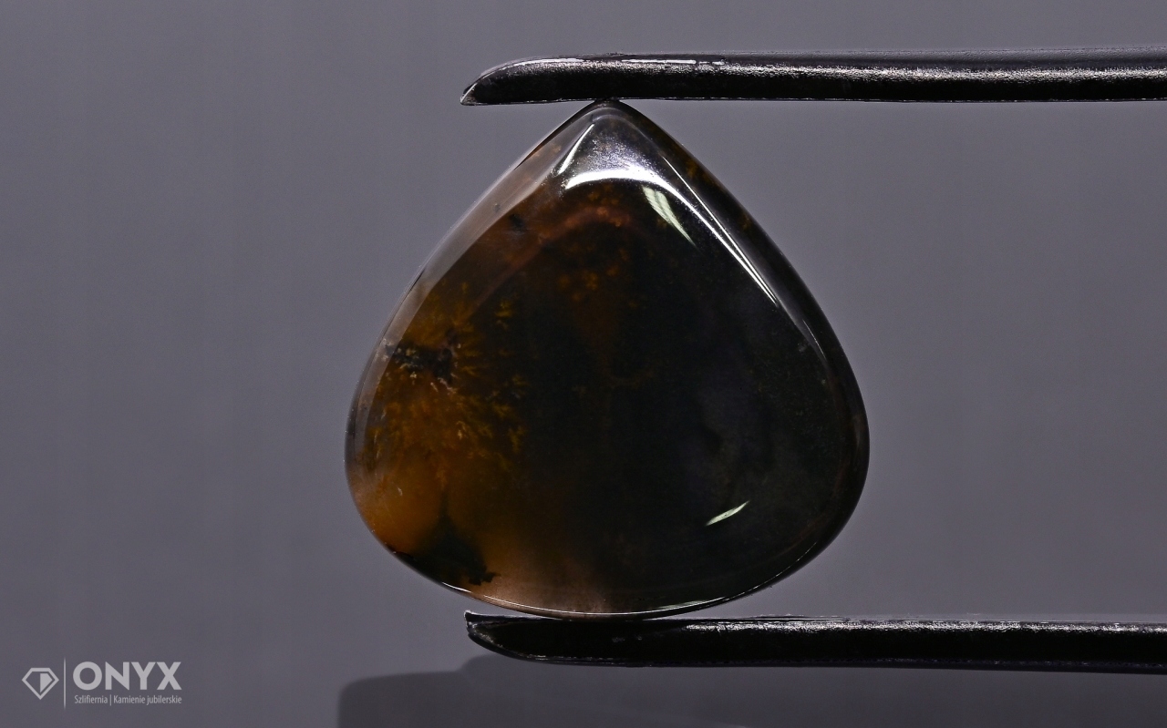 Dendritový achát z Kazachstánu mělký slzný 14,5x14