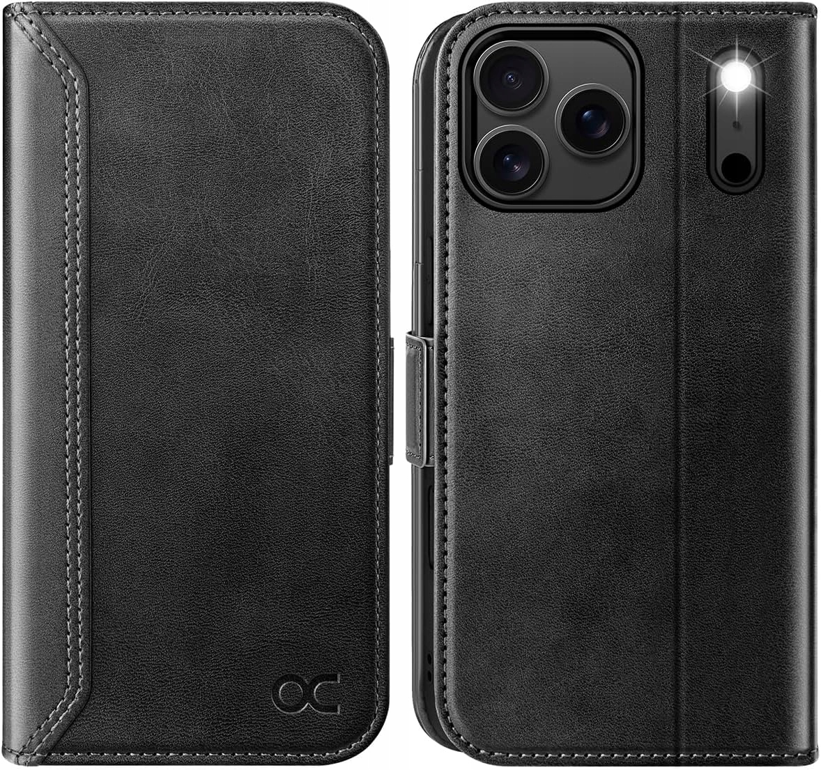 Etui z klapką Pokrowiec Skóra Ocase do Apple iPhone 17 Pro Max czarny