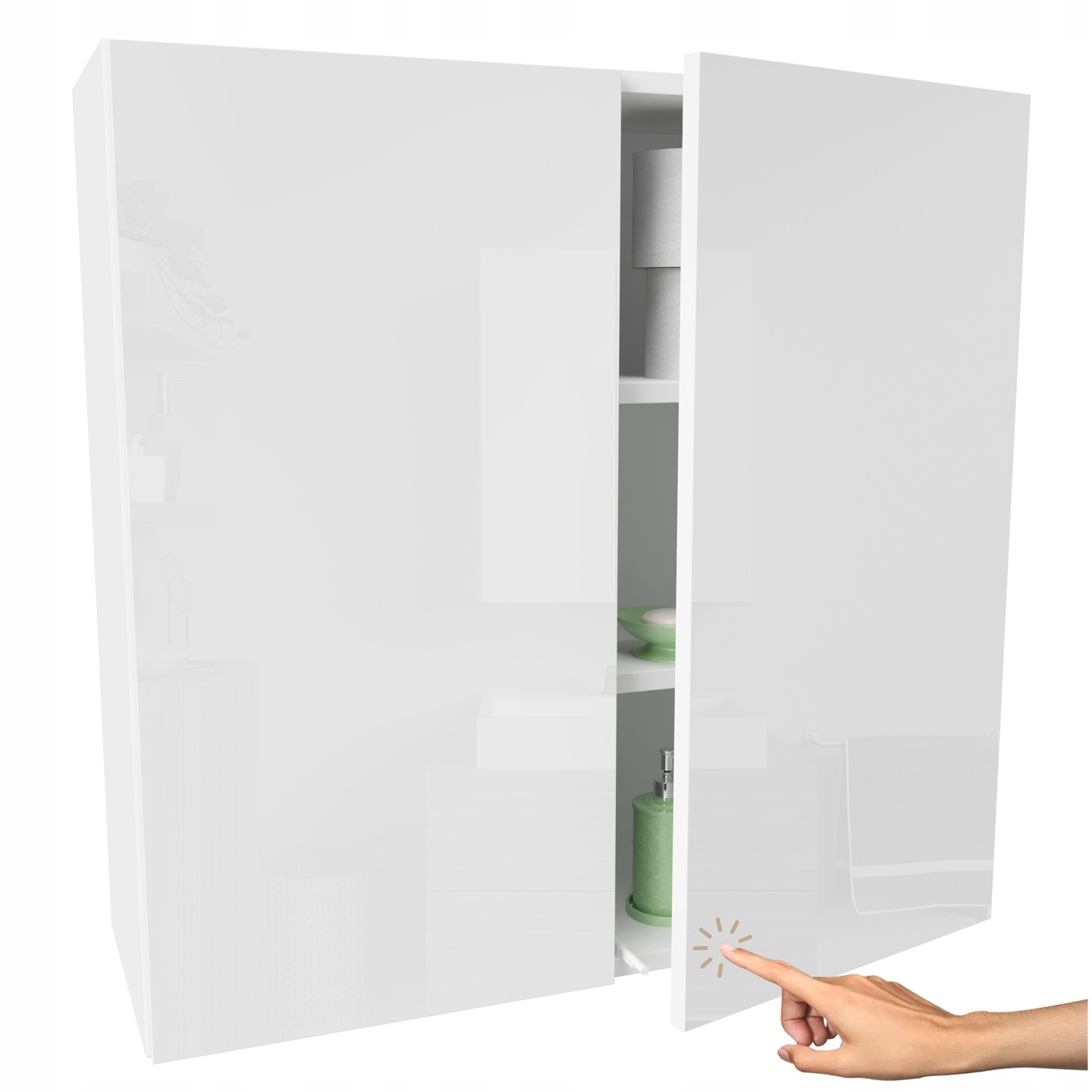 Závěsná koupelnová skříňka bílá Lesk na koupelnové doplňky a kosmetiku