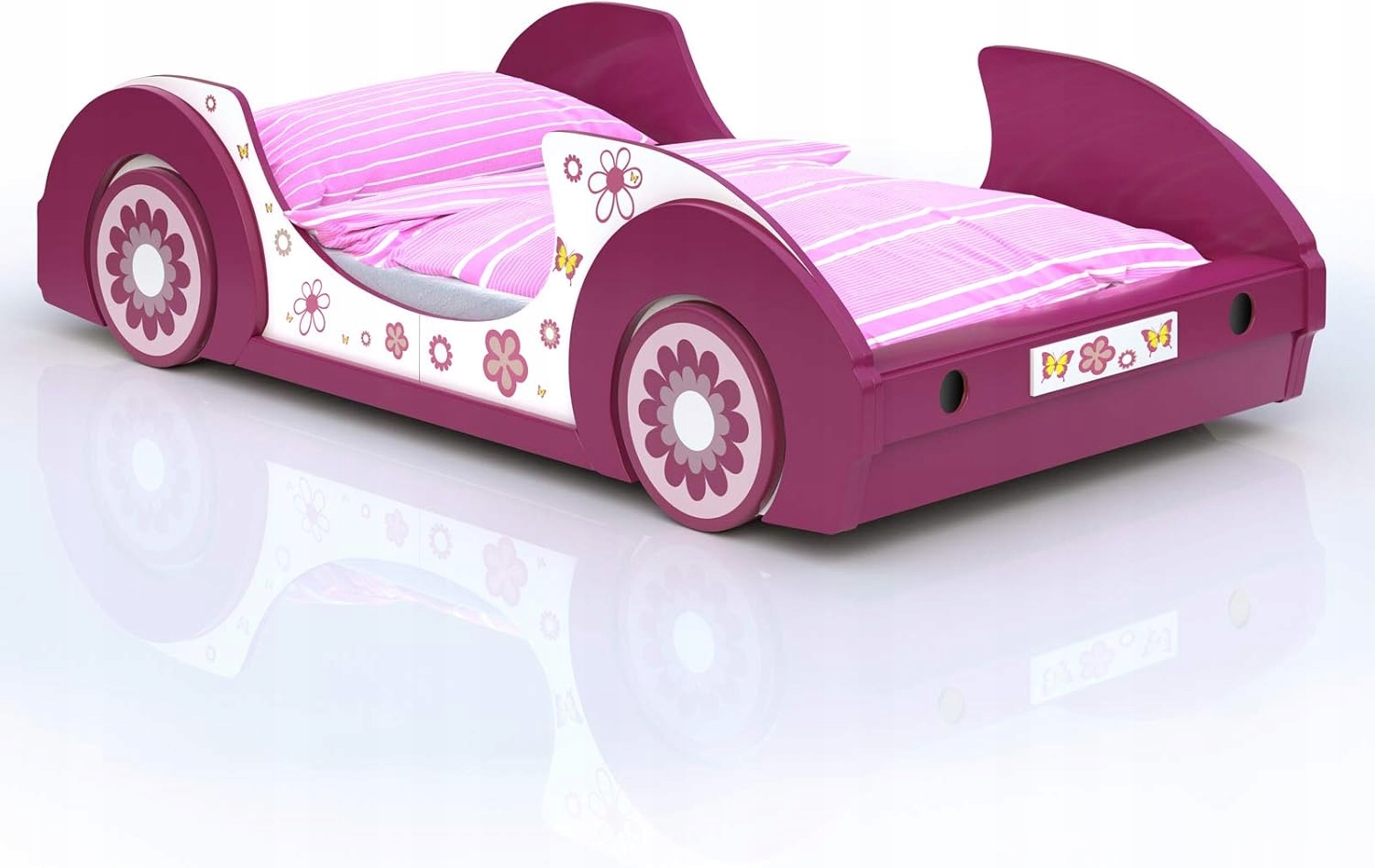 Detská posteľ pre dieťa auto ružová 90x200 cm