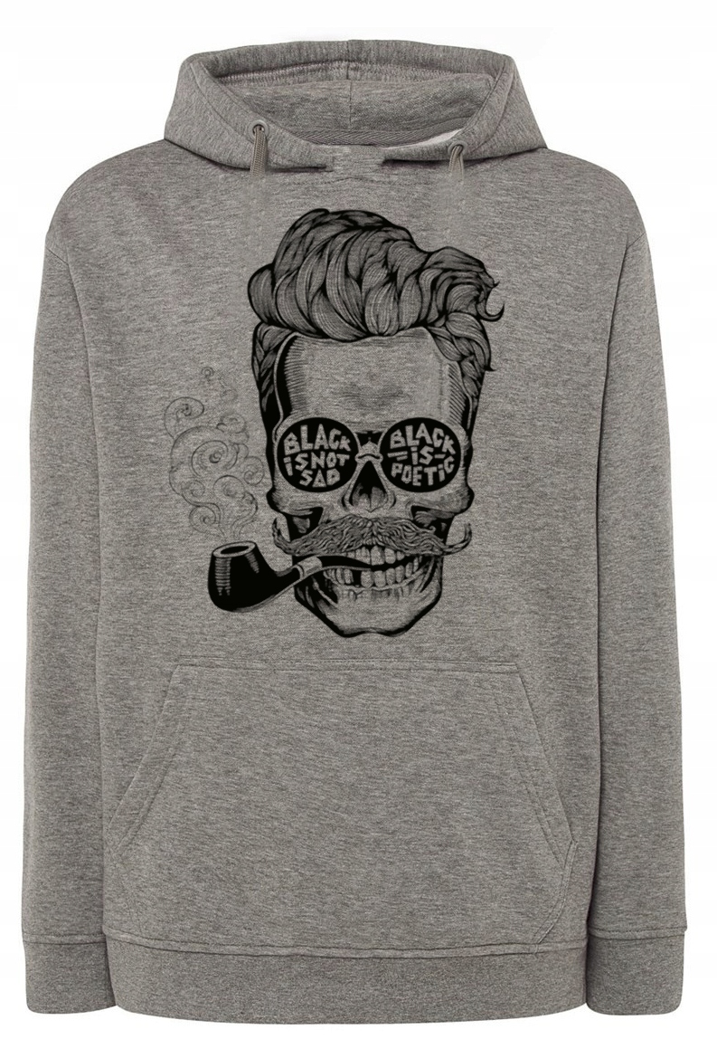 Mikina s pěkným potiskem Lebka s dýmkou vel. 5XL