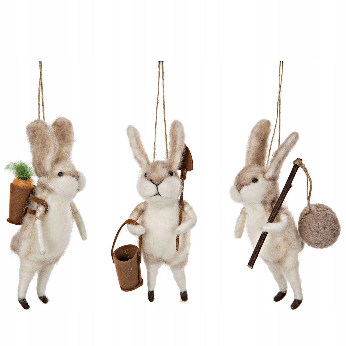 Přívěsek Bombička Na Velikonoce Zajíčci Vlněná 3ks Handmade