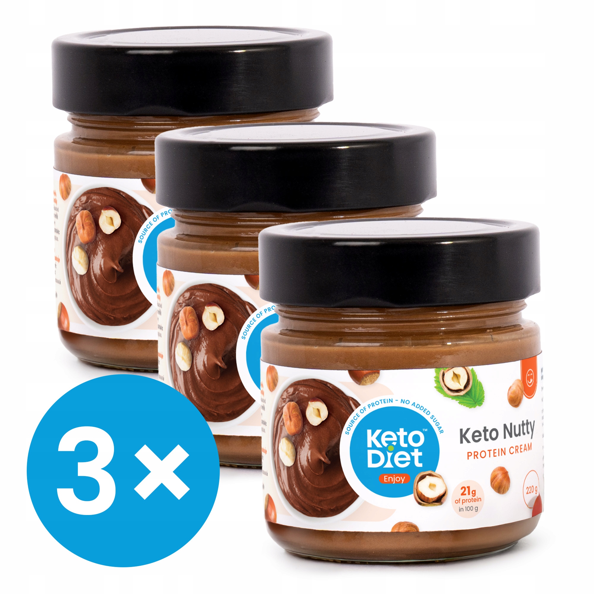 Keto Nutty proteinový krém s březovým cukrem Multipack (3 × 220 g)