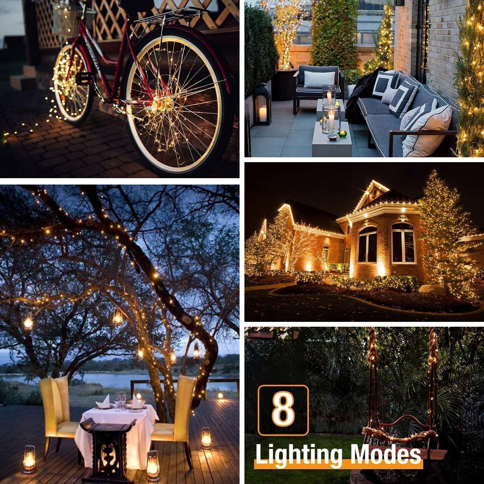 BTFARM Solarna Girlanda 2x15M 150 LED IP65 Wodoodporna Ciepła Biel — miniatura 4