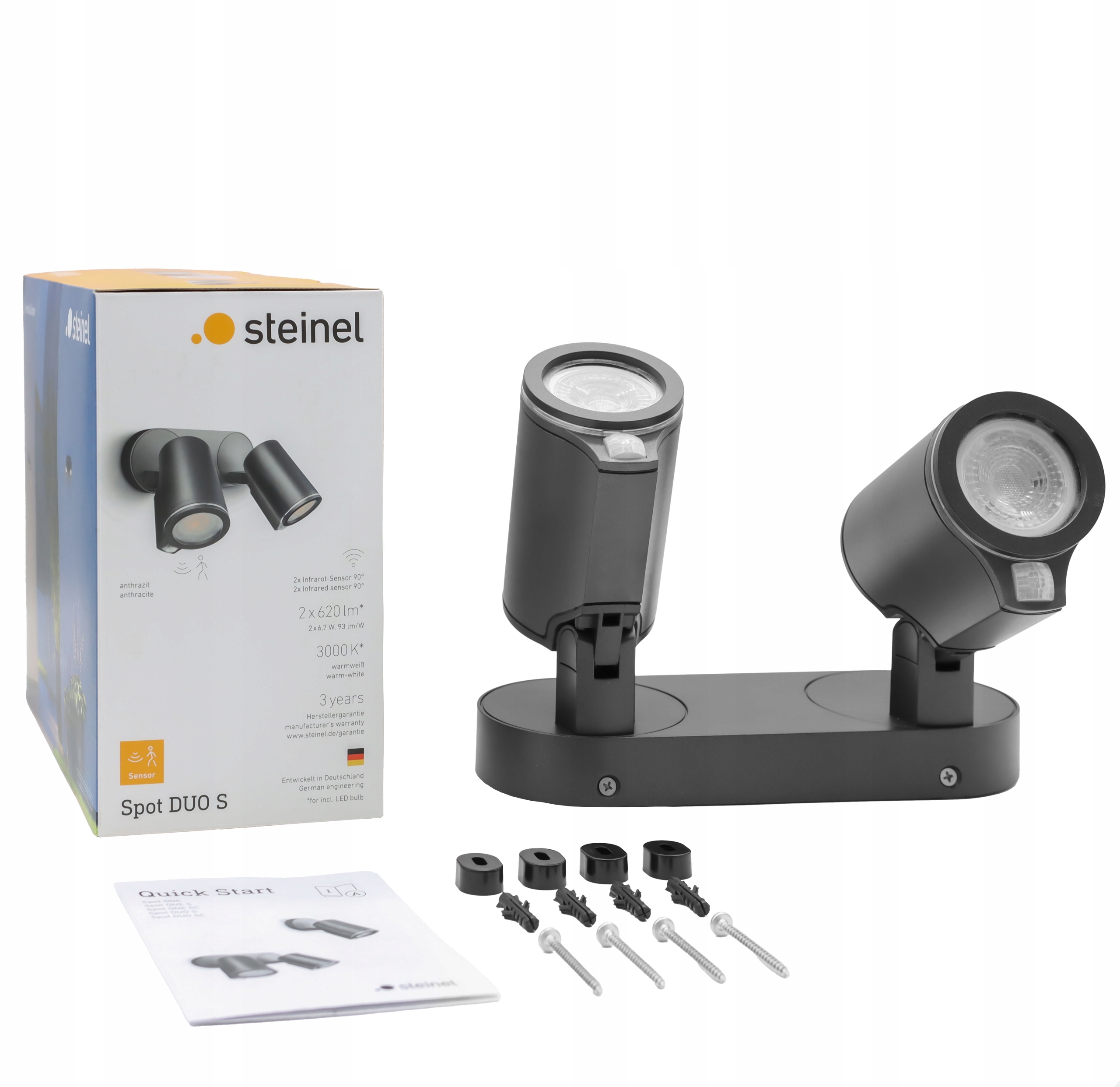 LAMPA ZEWNĘTRZNA LED Dwie Głowice Regulowane Antracyt Nowoczesna ST058654