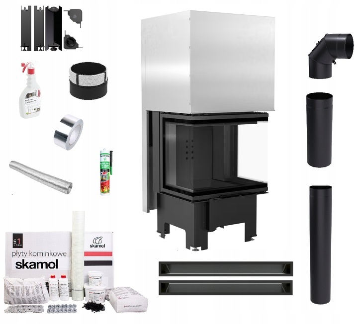 Krbová Vložka 3 skla Nbc 9 600x400 Gilotina Černá Sada Eko