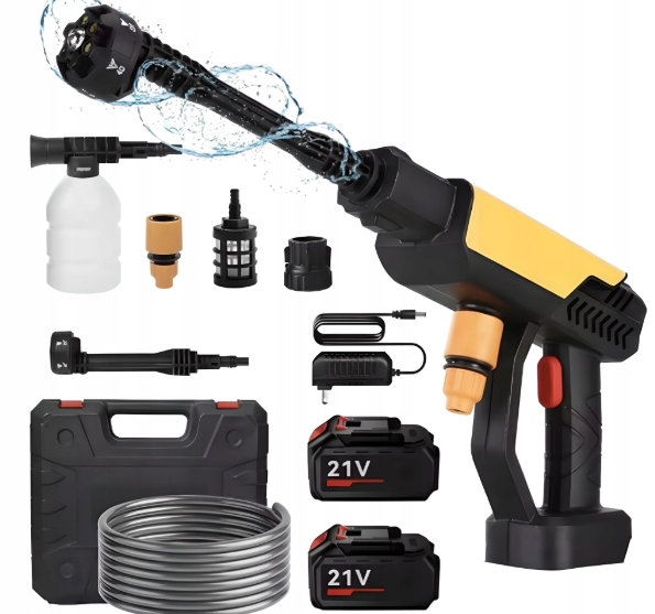 Akumulátorová tlaková myčka 70 Bar 2x Aku 21V Sada Kufr 5 metrů