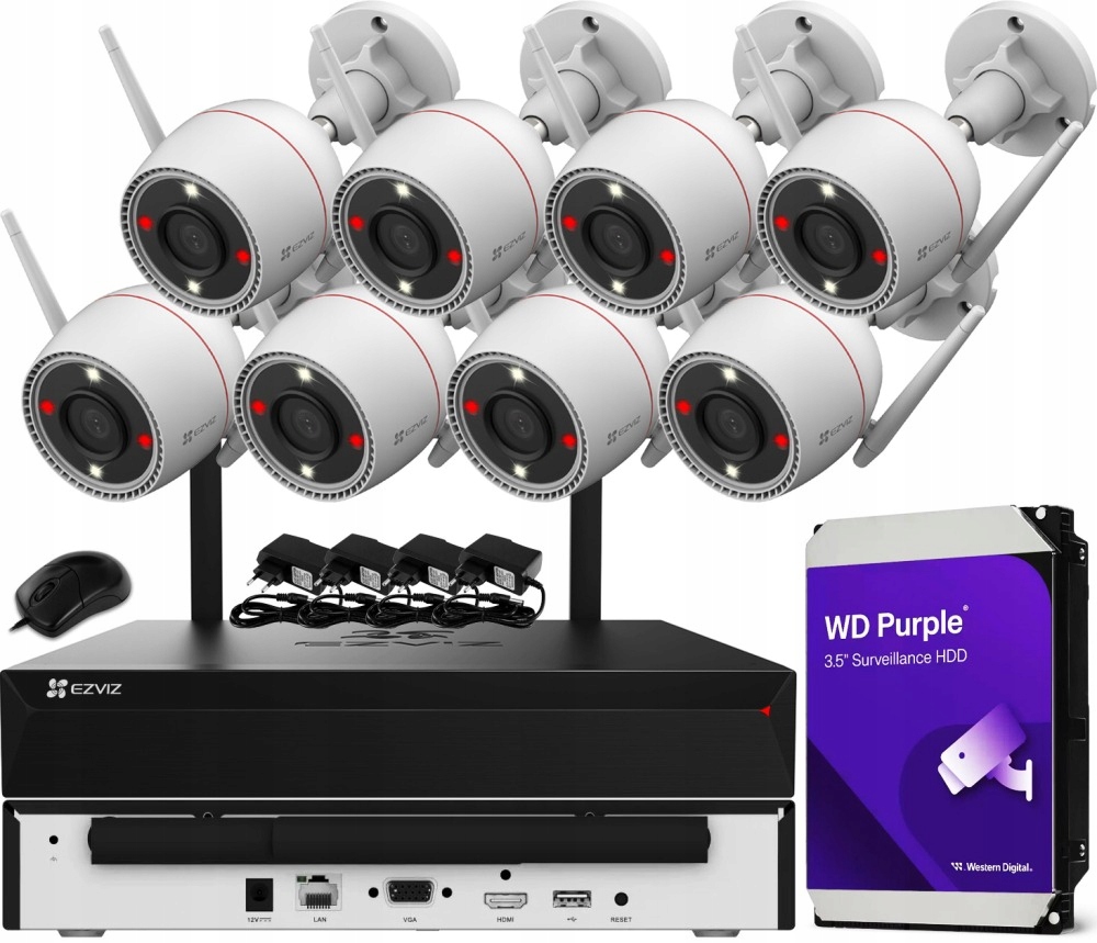 Sada na monitorovanie domu Ip kamera WiFi 8x H3c 3K 5MPx Ir 30 m mikrofón