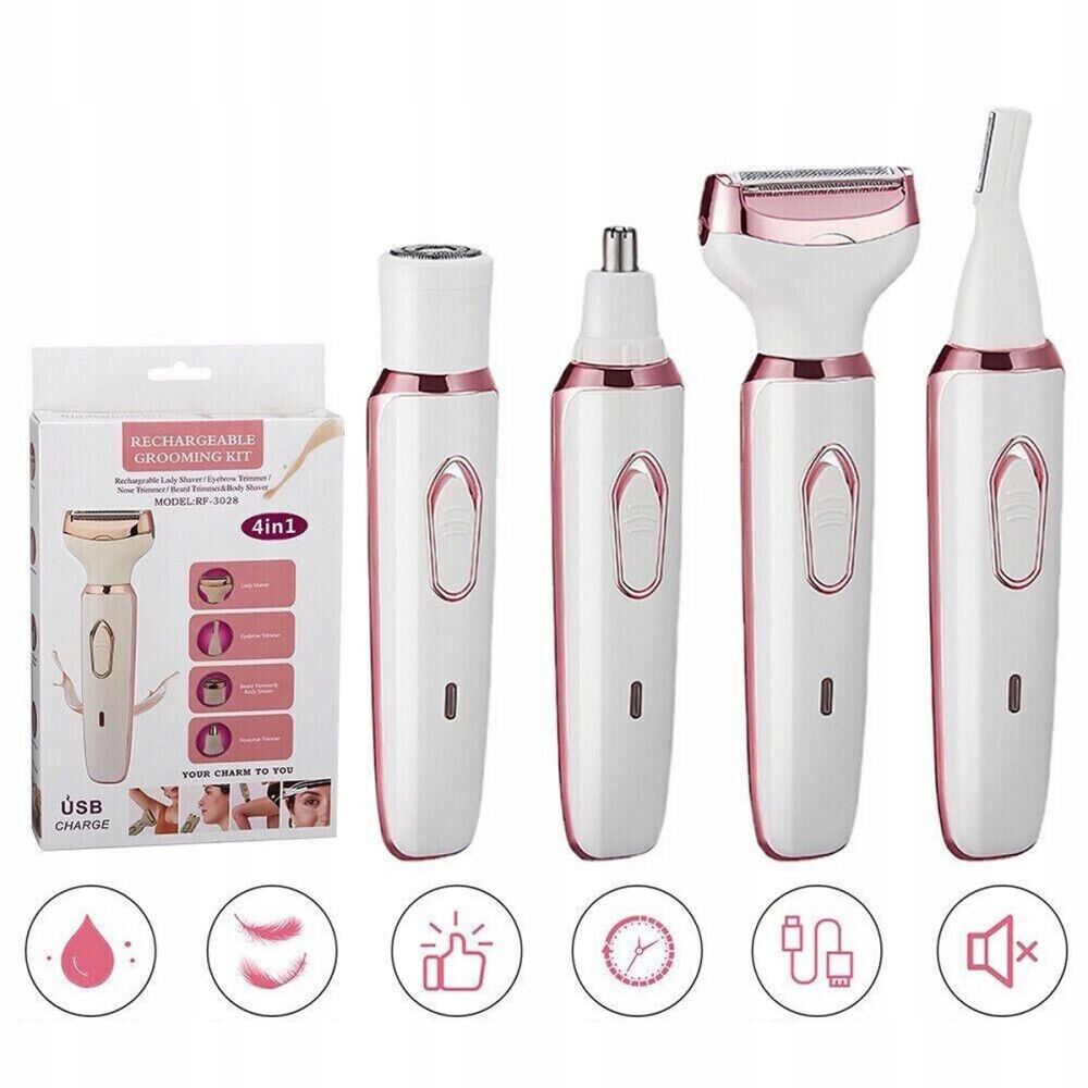 Golarka Damska Depilator Trymer Maszynka Do Ciała Bikini Nóg Pach 4W1 Usb