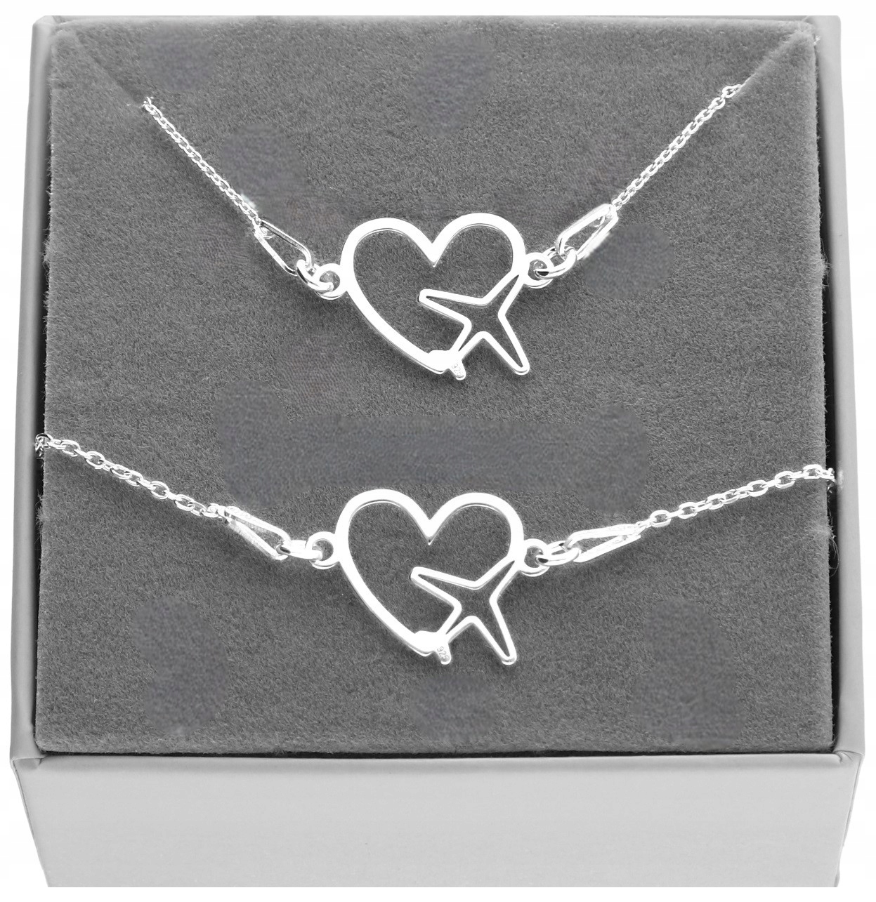 Stříbrný komplet šperků srdce s letadlem letadlo srdíčko stříbro 925