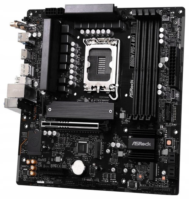 ASROCK MB Desktop B860M Pro-A Wi-Fi, S.1851, 4x DDR5, 1x PCIe 5.0 x16, 1x PCIe 4.0 x4, 1x Blazing M.2, 2x Hyper M.2, 4x SATA3, 2x USB-C, 5x USB 3.2, 6x USB 2.0, 1x RJ-45 2.5GB Lan, 802.11axe Wi-Fi 6E, BT 5.3 1x HDMI, 1x DP 1.4, mATX — 8