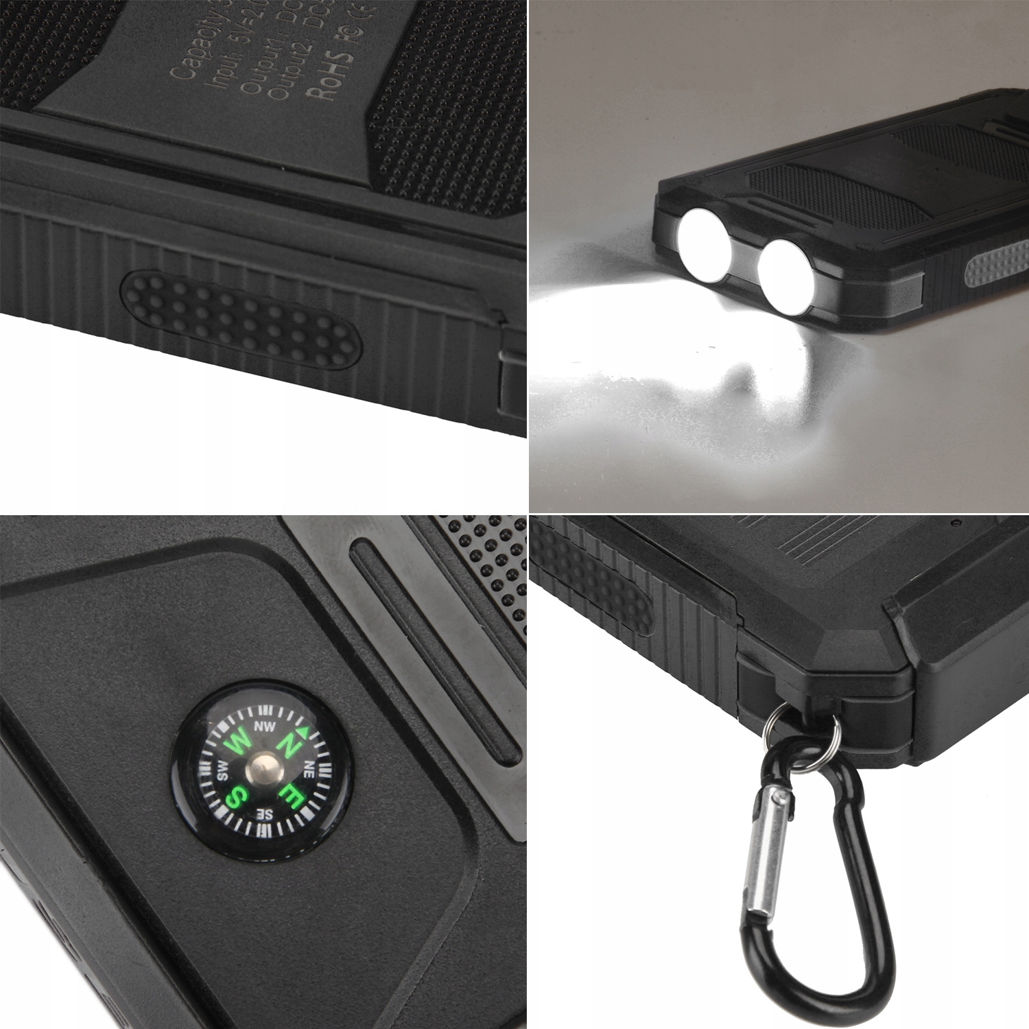 Ładowarka słoneczna: Power bank 30000 mAh z panelem słonecznym i kompasem Liczba złączy ładujących 2