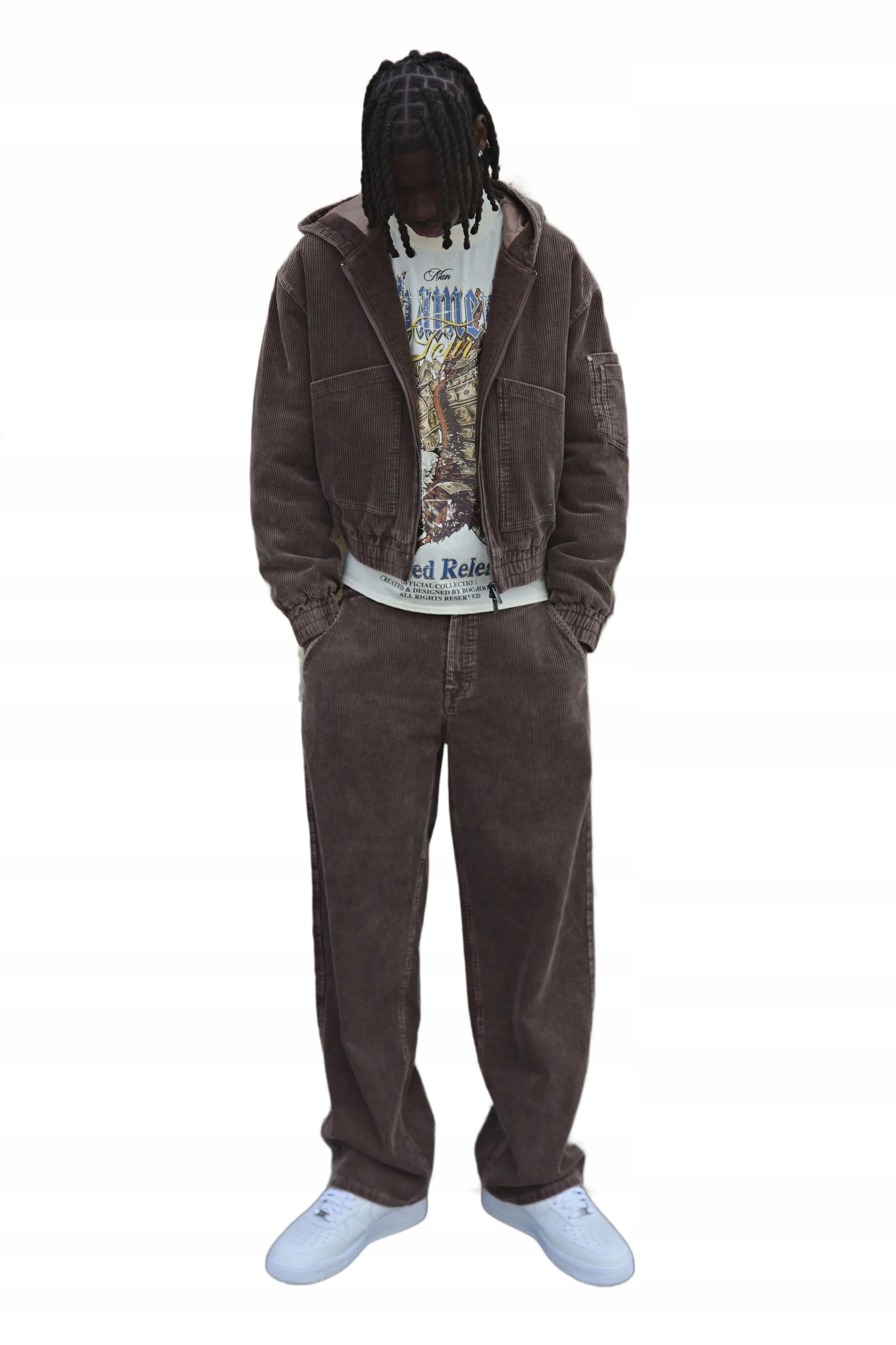 Boohooman Pánská Kordurová Džínová Bunda S Kapucí Hnědá M Z3A