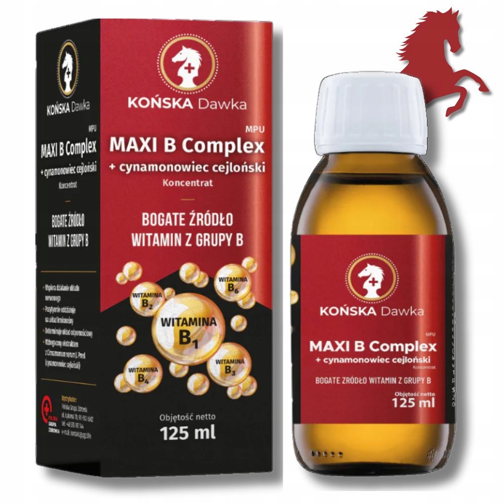 Maxi B Complex 125 ml Końska Dawka Duża Dawka Witamin z Grupy B