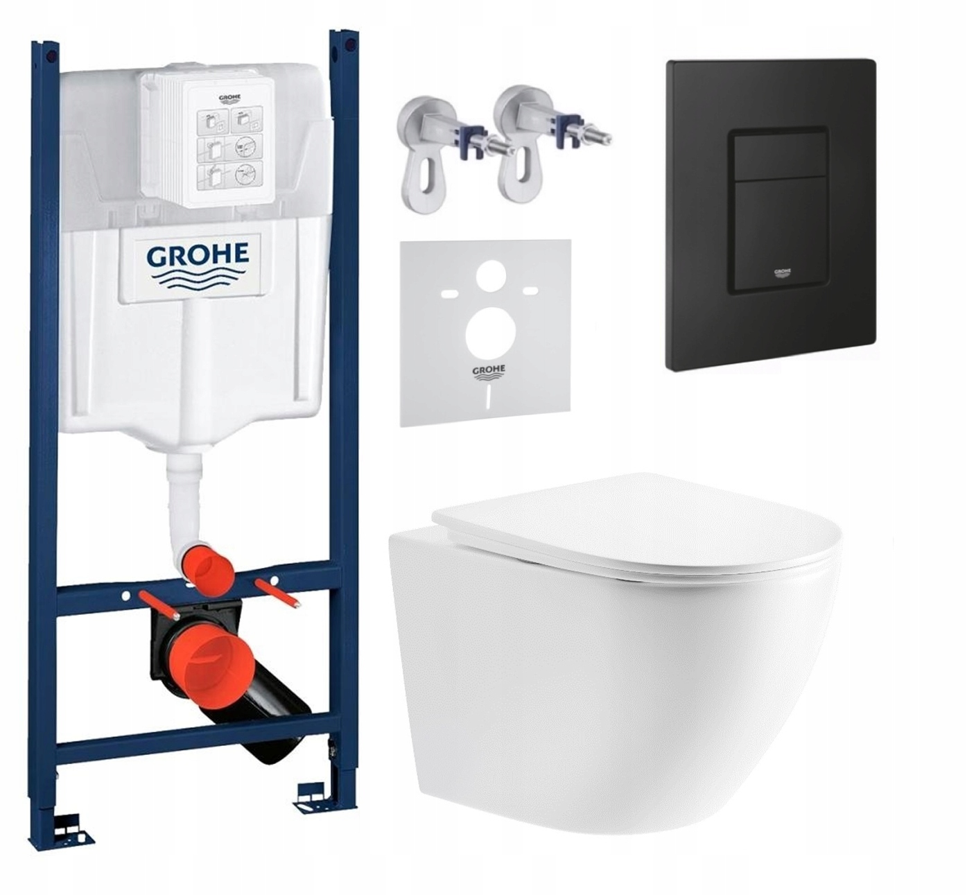 Sada Wc roštu Grohe s miskou Imprese Lesna s tlačidlom čierna matná Fresh