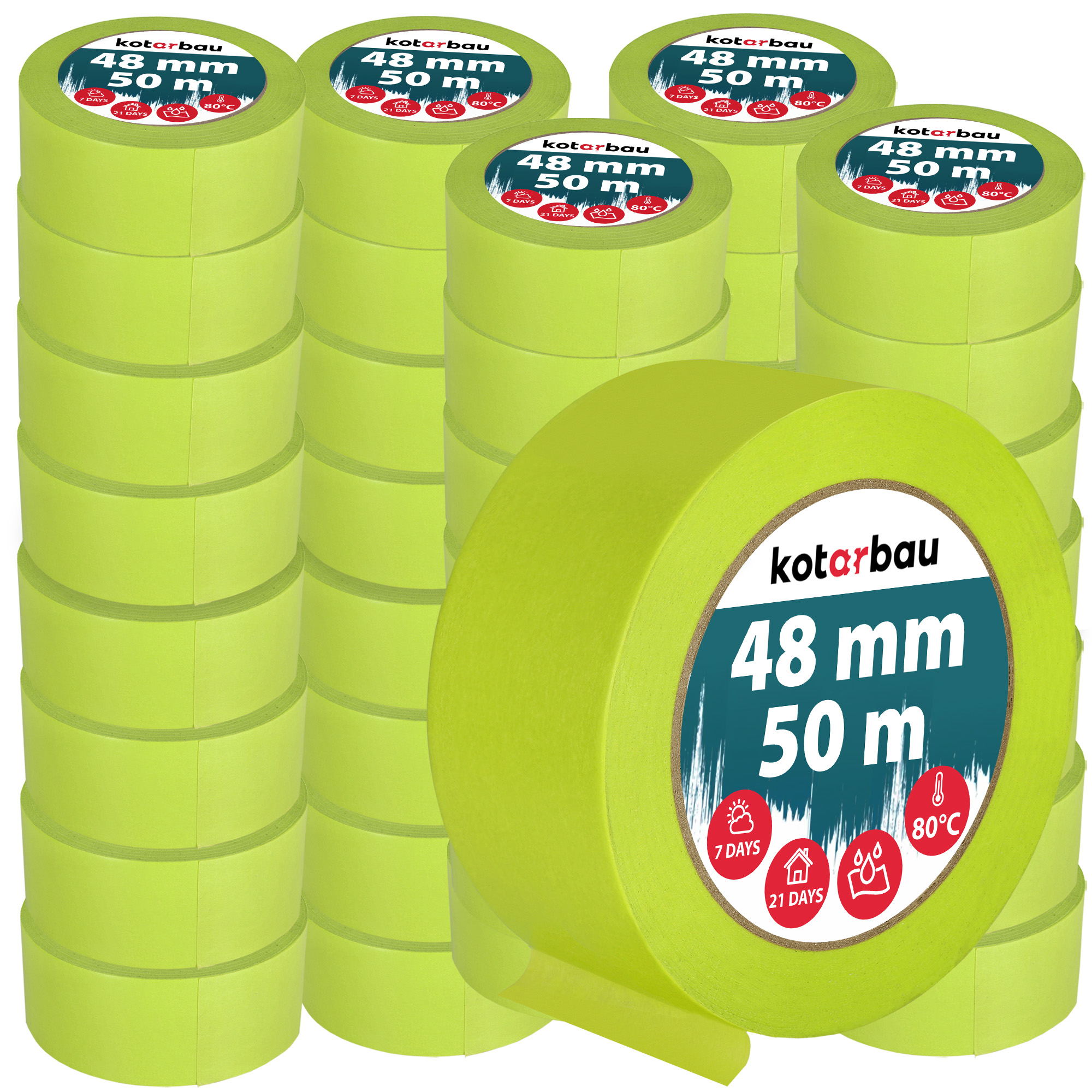 48 X Maliarska Páska Na Papier Maskovacia Neónová 50 M, Vodeodolná, Lakovacia 48 MM