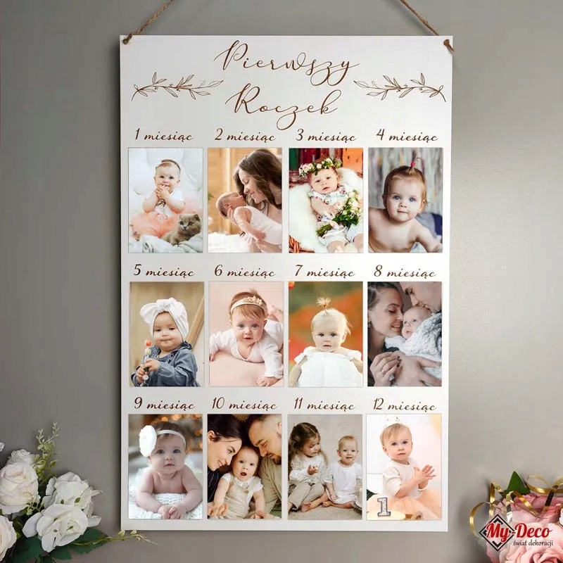 Ramka Tablica 12 zdjęć Pierwszy Rok życia