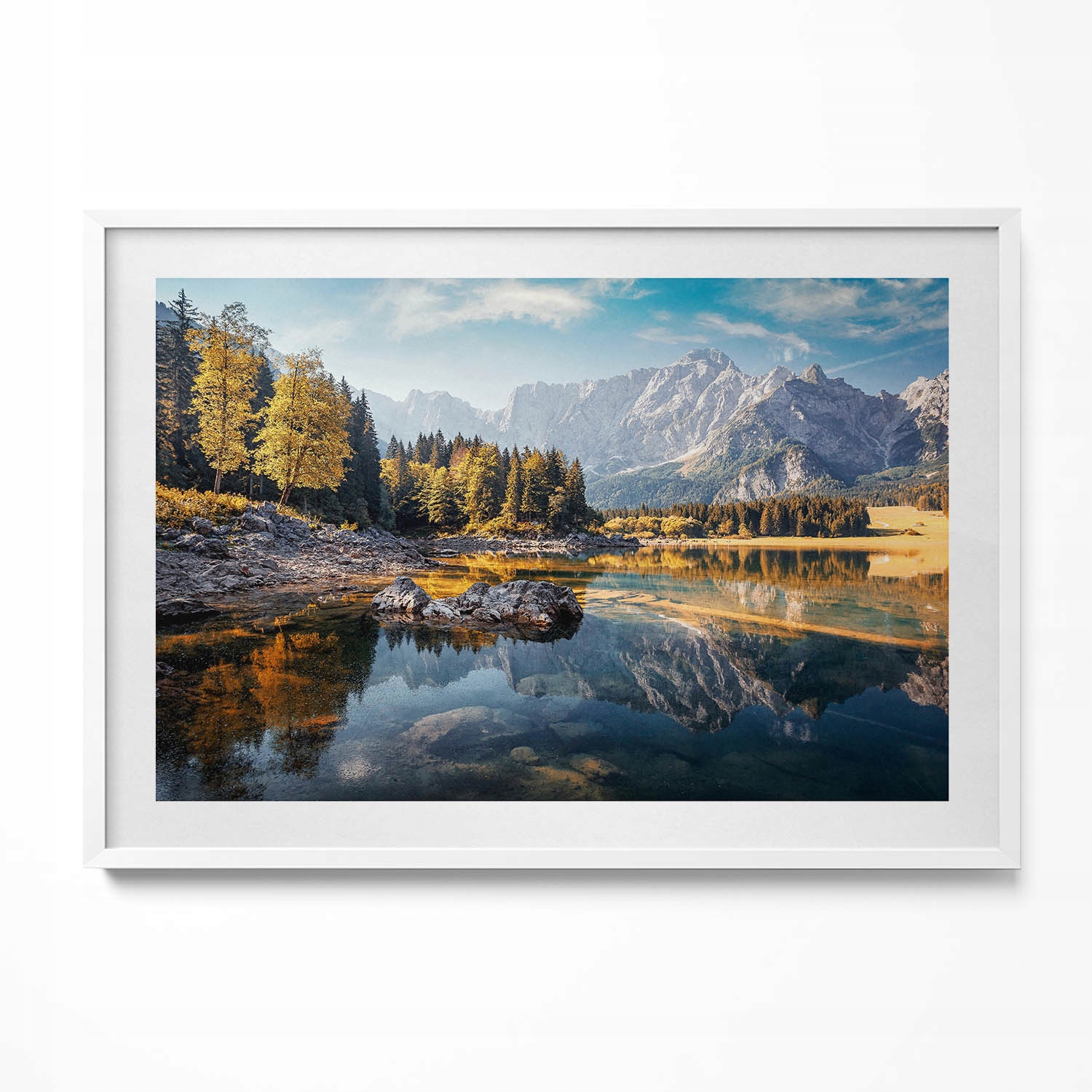 Dekorativní obraz v rámu na zeď Krásná horská krajina s jezerem 100x70 cm