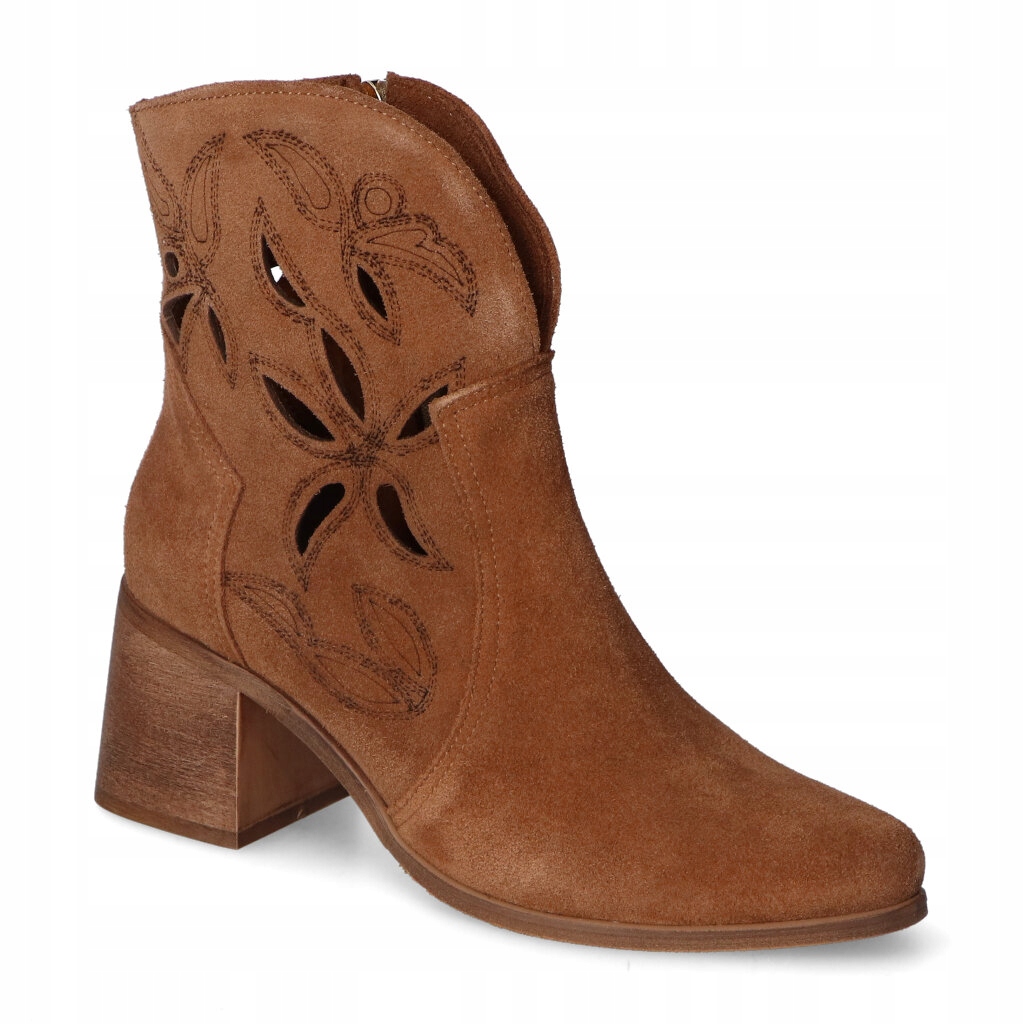 Kotníkové Boty ažurové boty Lewski Tabaco Semišové 37