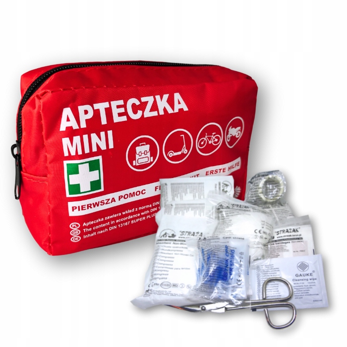Apteczka TURYSTYCZNA PODRÓŻNA w góry na rower na motor DIN13167 + ustnik