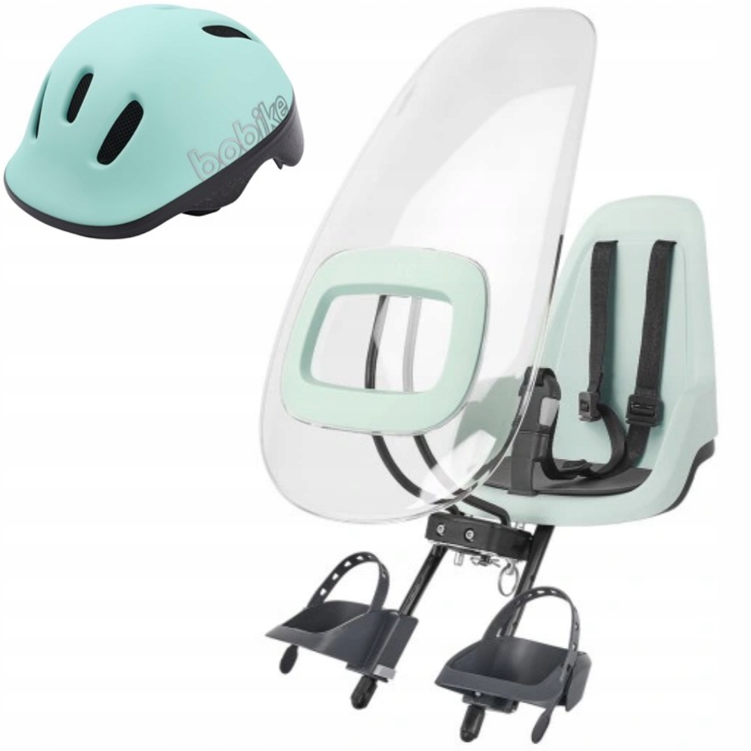 Fotelik rowerowy Bobike GO MINI mint osłona + kask