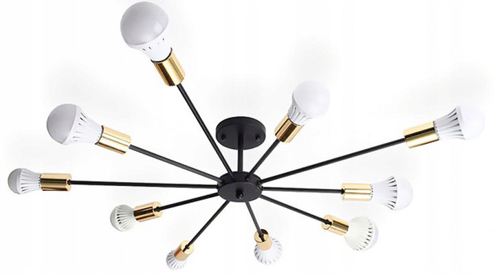 

Lampa Sufitowa Plafon Pająk 10 Żyrandol Złota E27